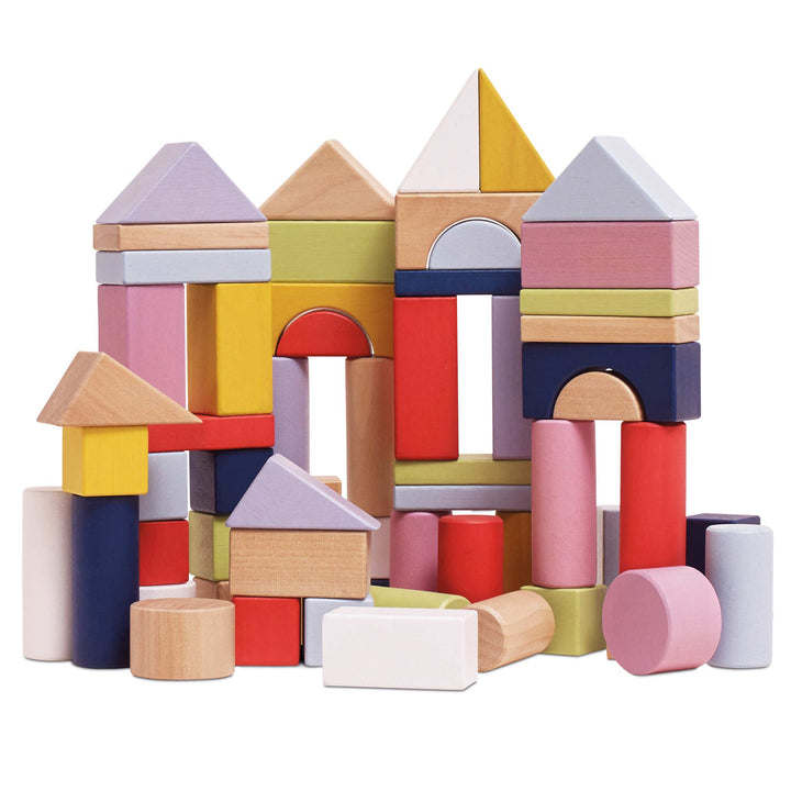 Le Toy Van Colourful Wooden Building Blocks in Bag (60 Piece)