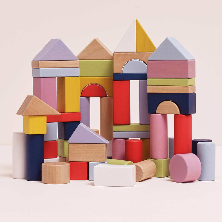 Le Toy Van Colourful Wooden Building Blocks in Bag (60 Piece)