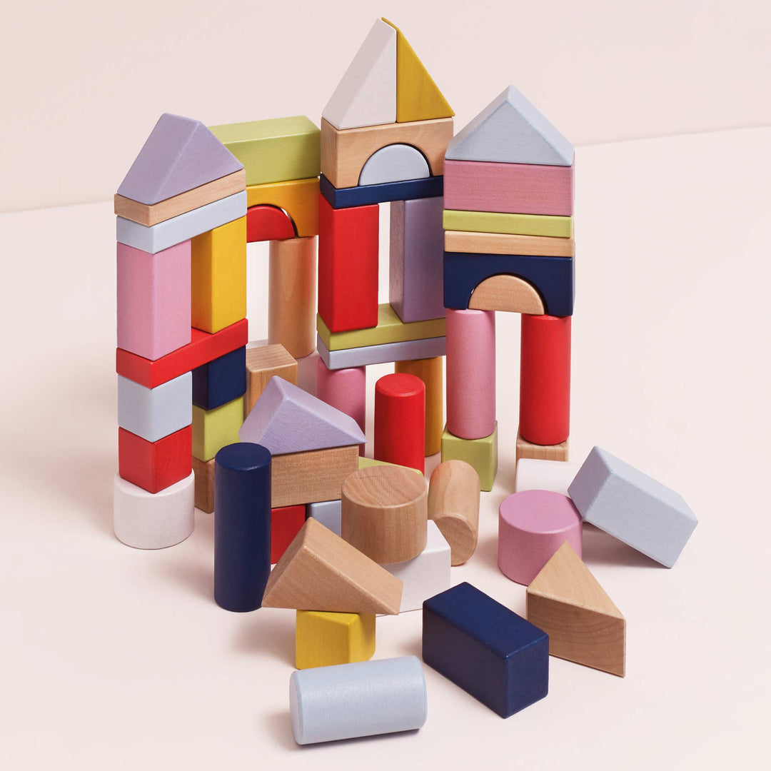 Le Toy Van Colourful Wooden Building Blocks in Bag (60 Piece)