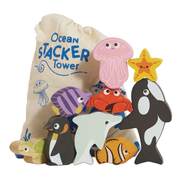 Le Toy Van Ocean Life Stacking Animals in Bag