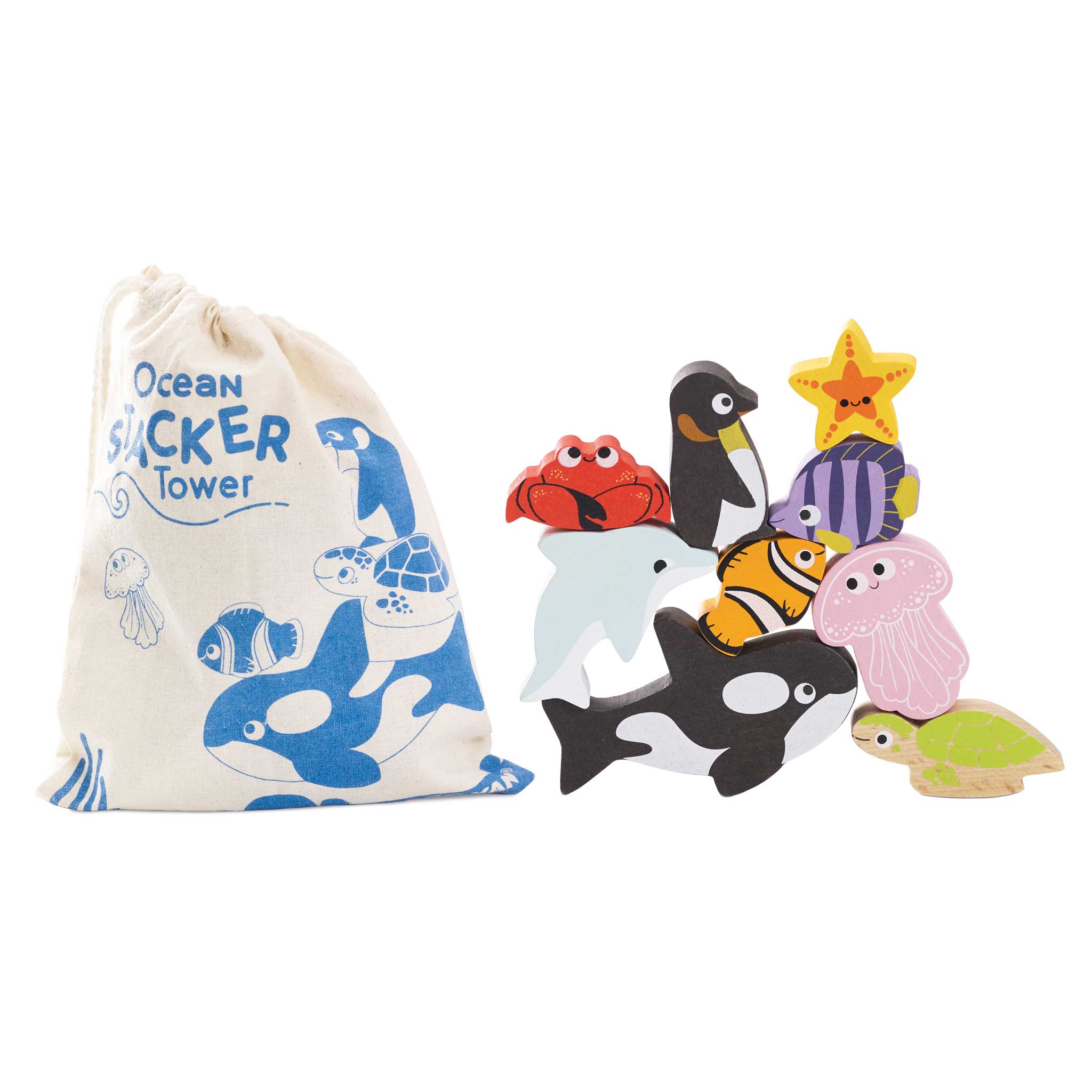Le Toy Van Ocean Life Stacking Animals in Bag