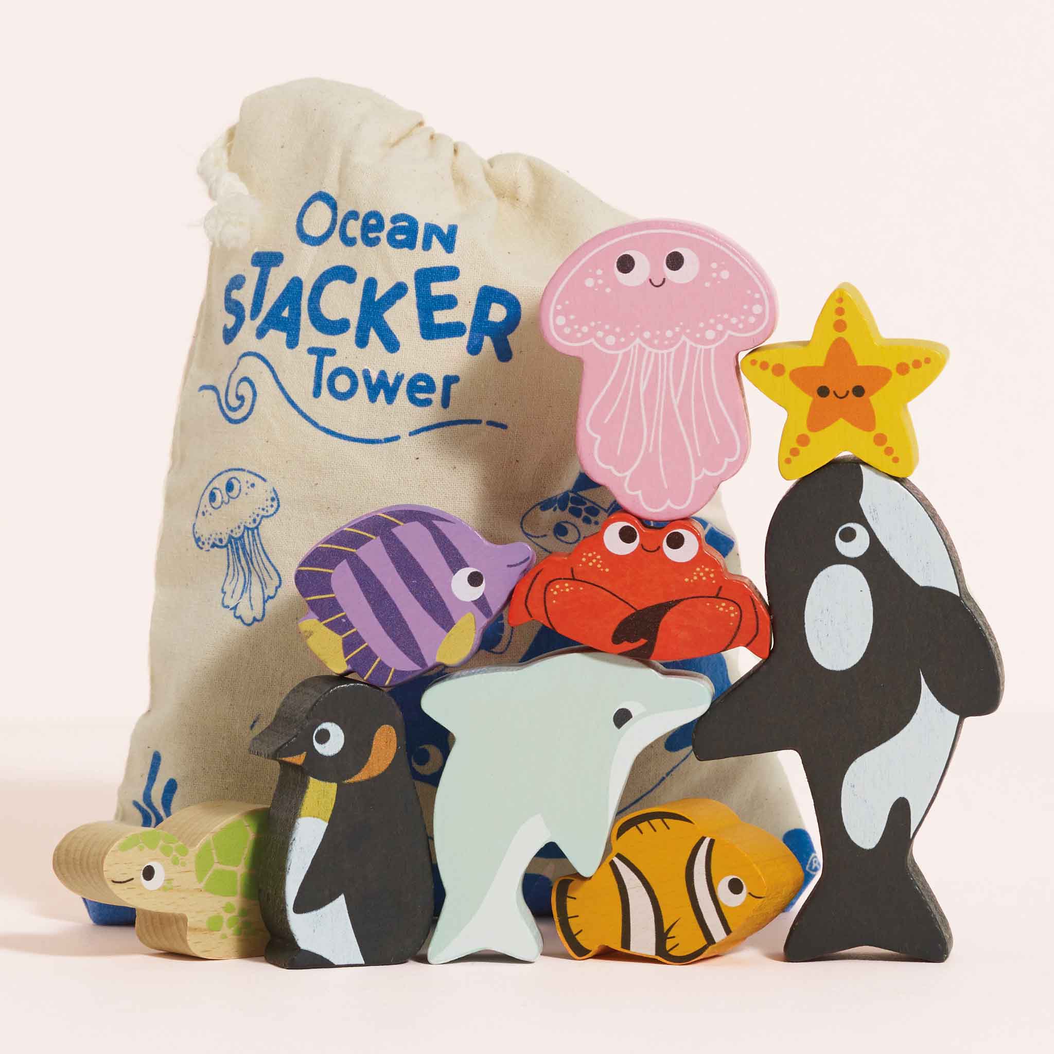 Le Toy Van Ocean Life Stacking Animals in Bag