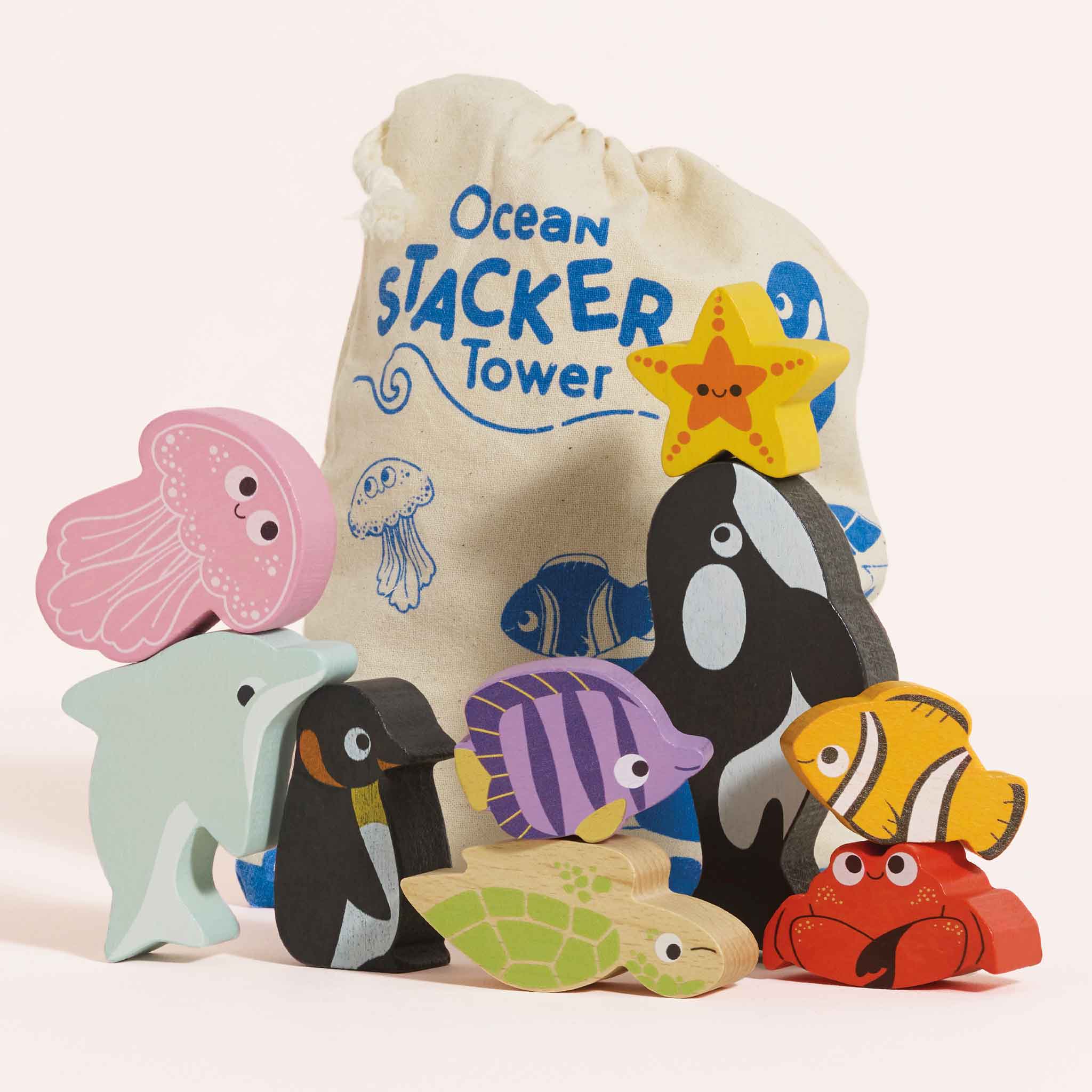 Le Toy Van Ocean Life Stacking Animals in Bag