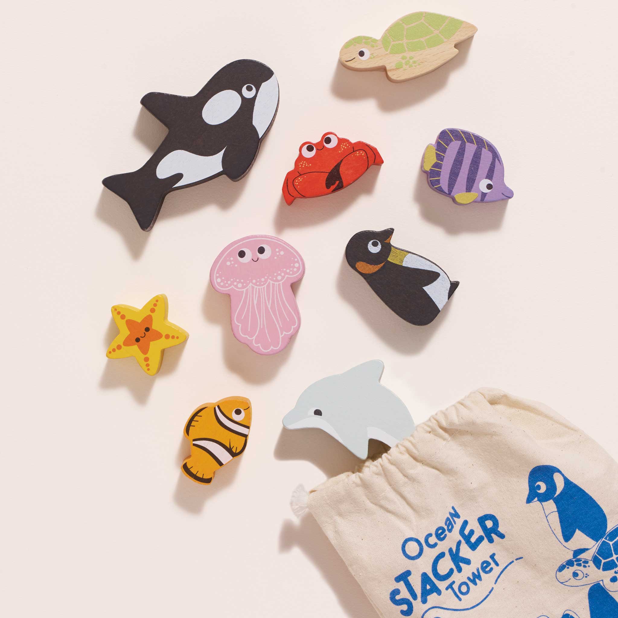 Le Toy Van Ocean Life Stacking Animals in Bag