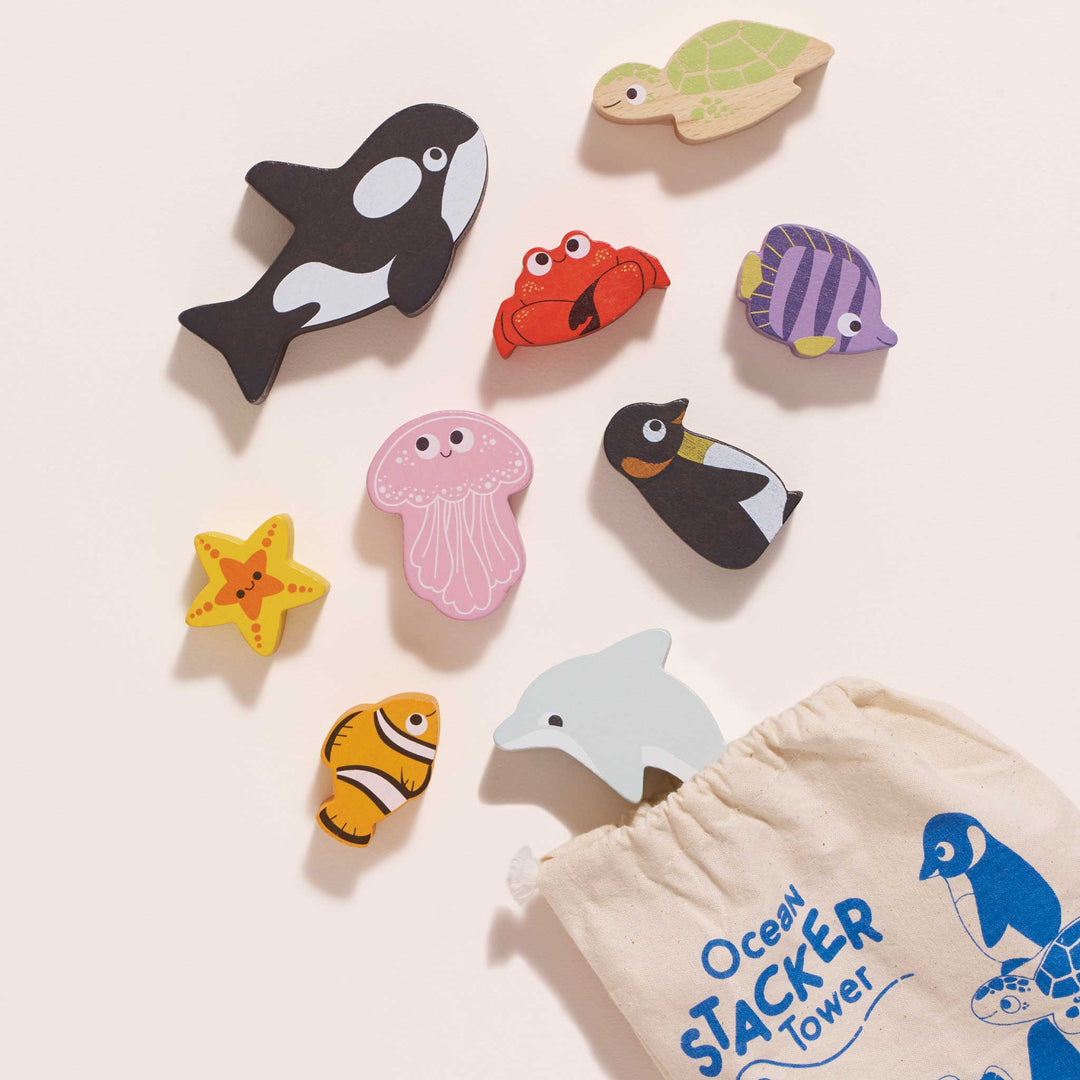Le Toy Van Ocean Life Stacking Animals in Bag