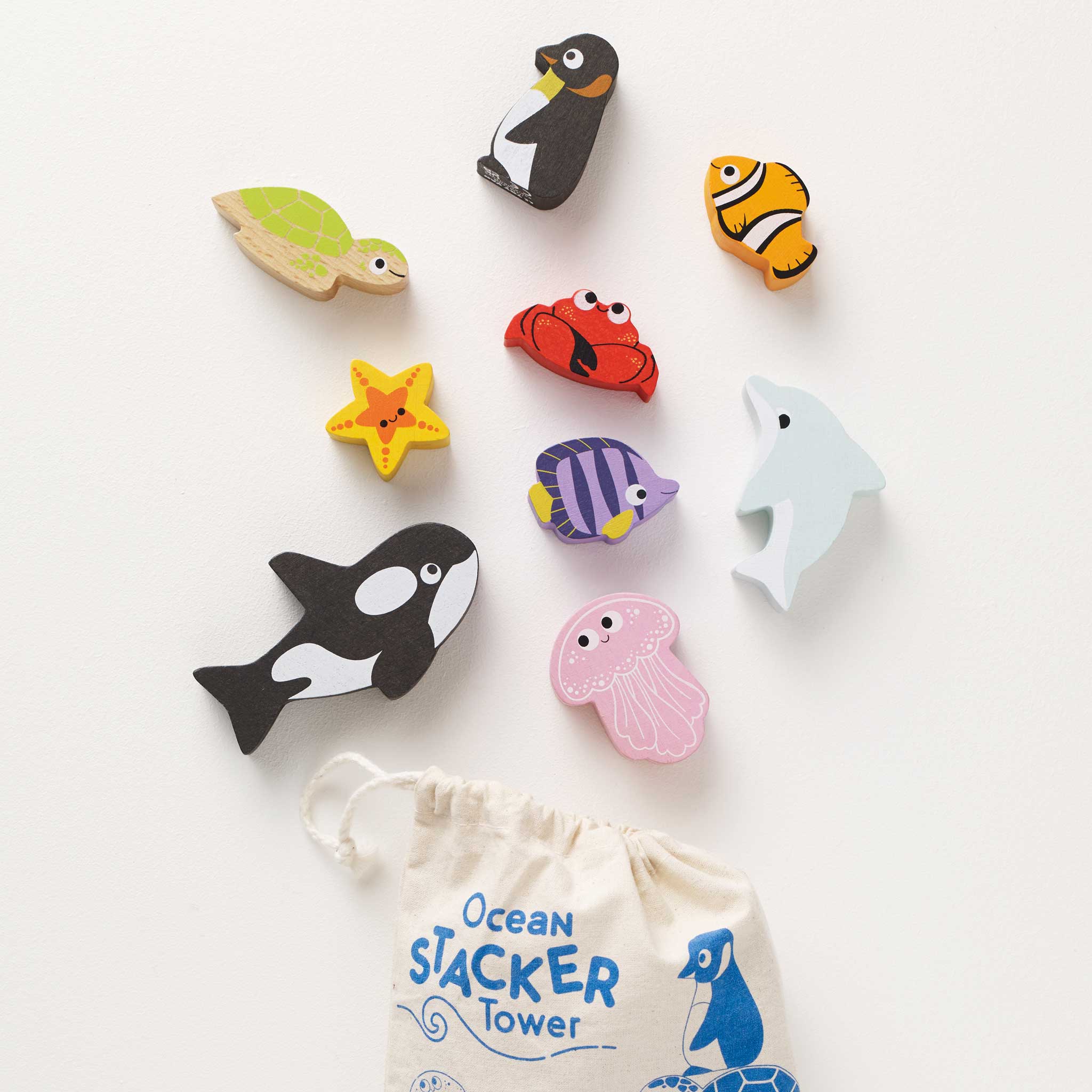 Le Toy Van Ocean Life Stacking Animals in Bag