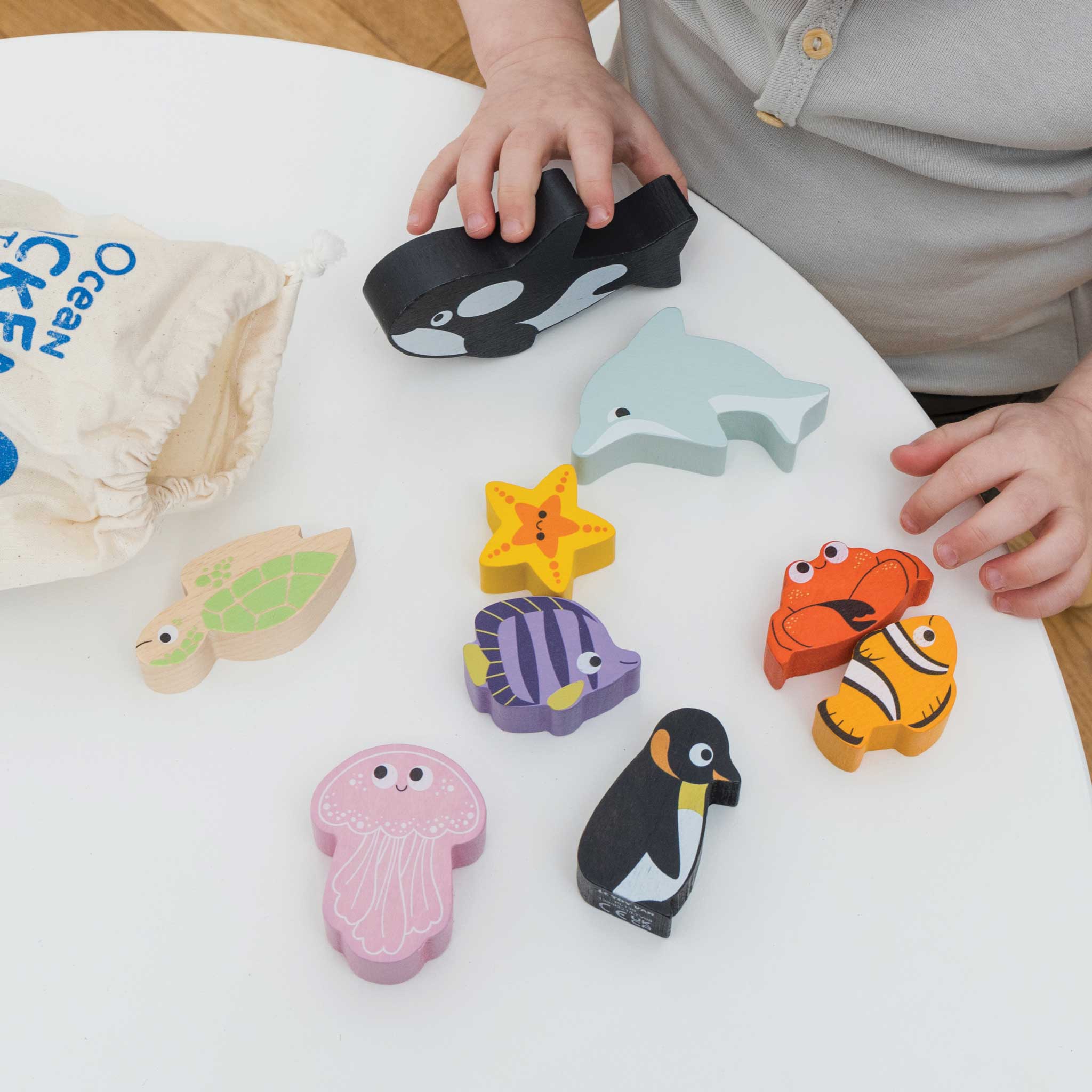 Le Toy Van Ocean Life Stacking Animals in Bag