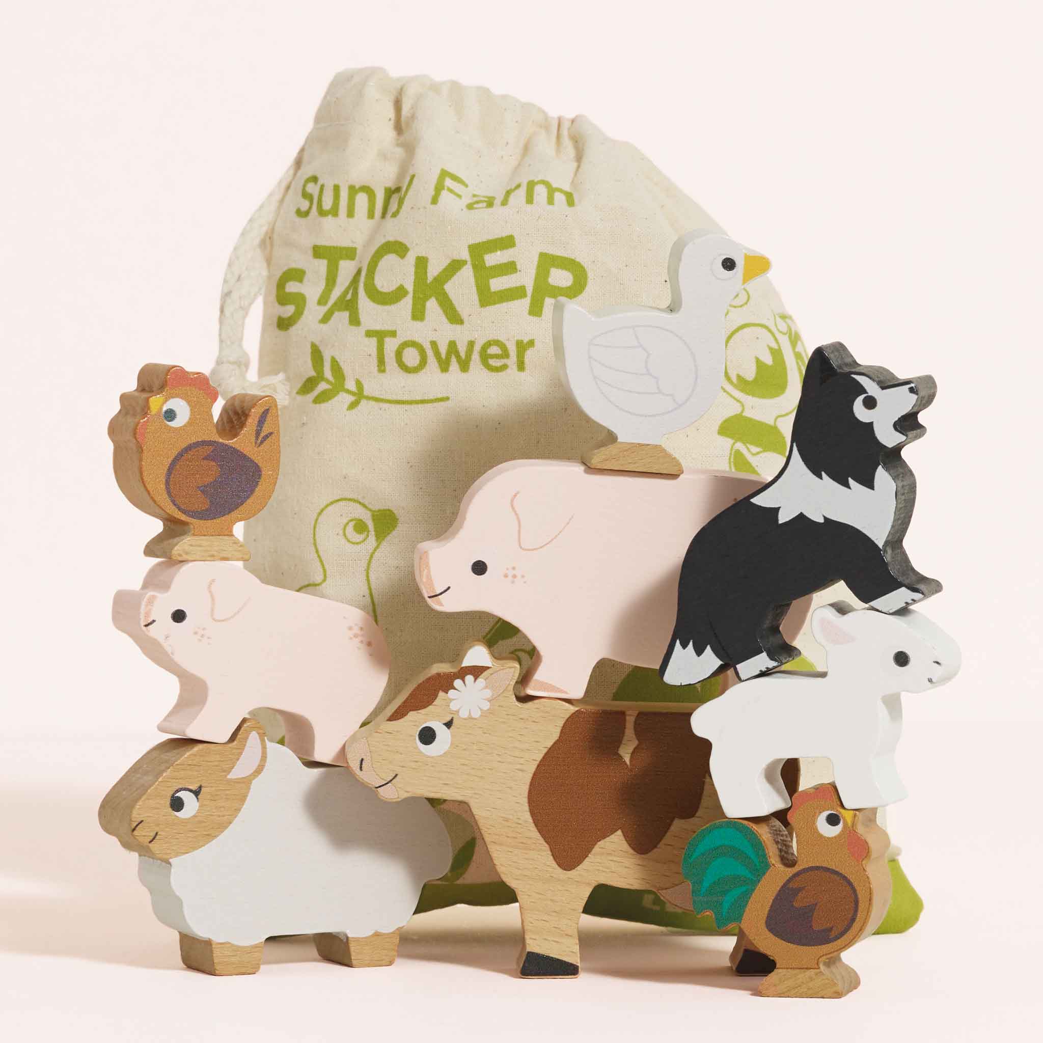 Le Toy Van Farmyard Stacking Animals in Bag