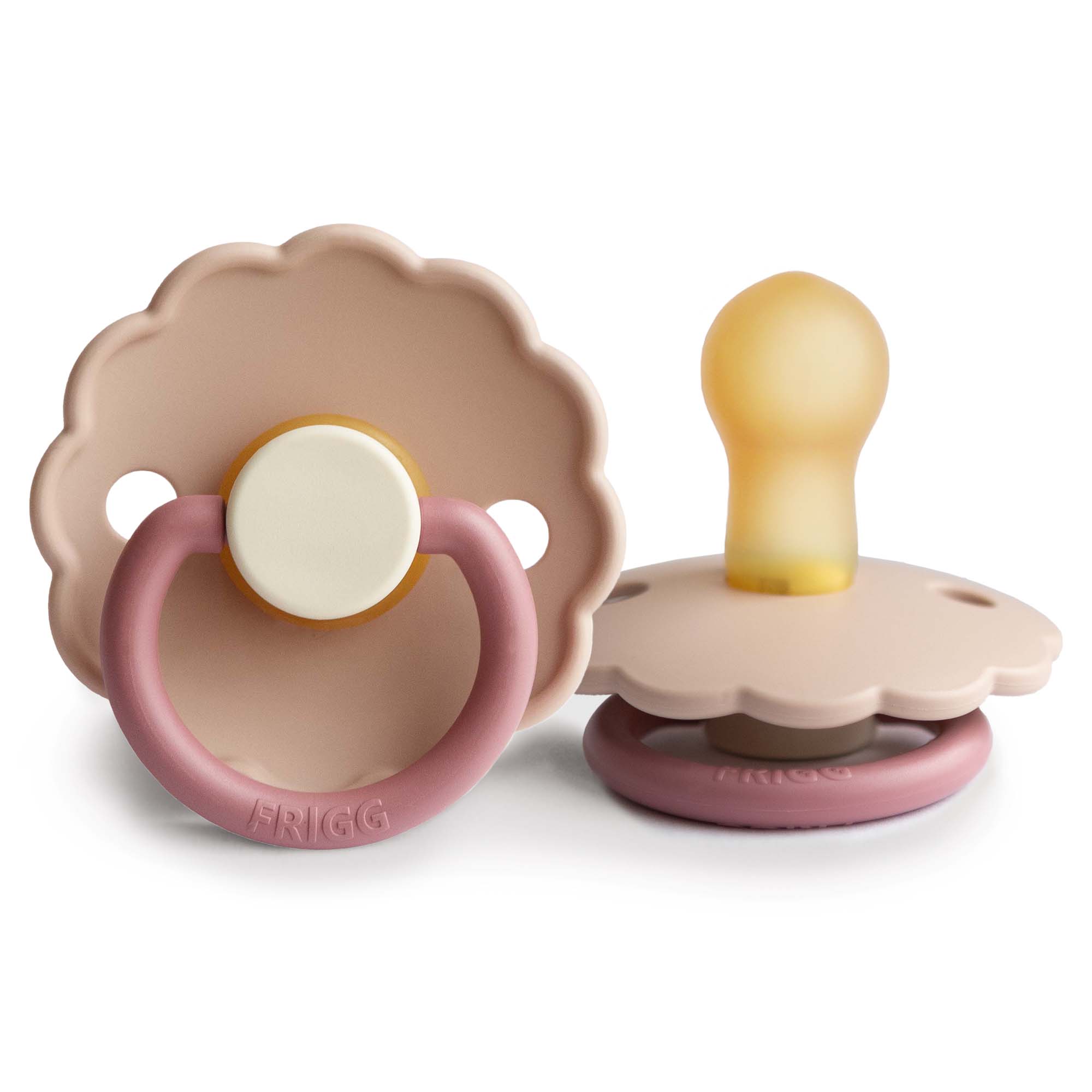 FRIGG Daisy Colourblock Round Latex Pacifier – Peony