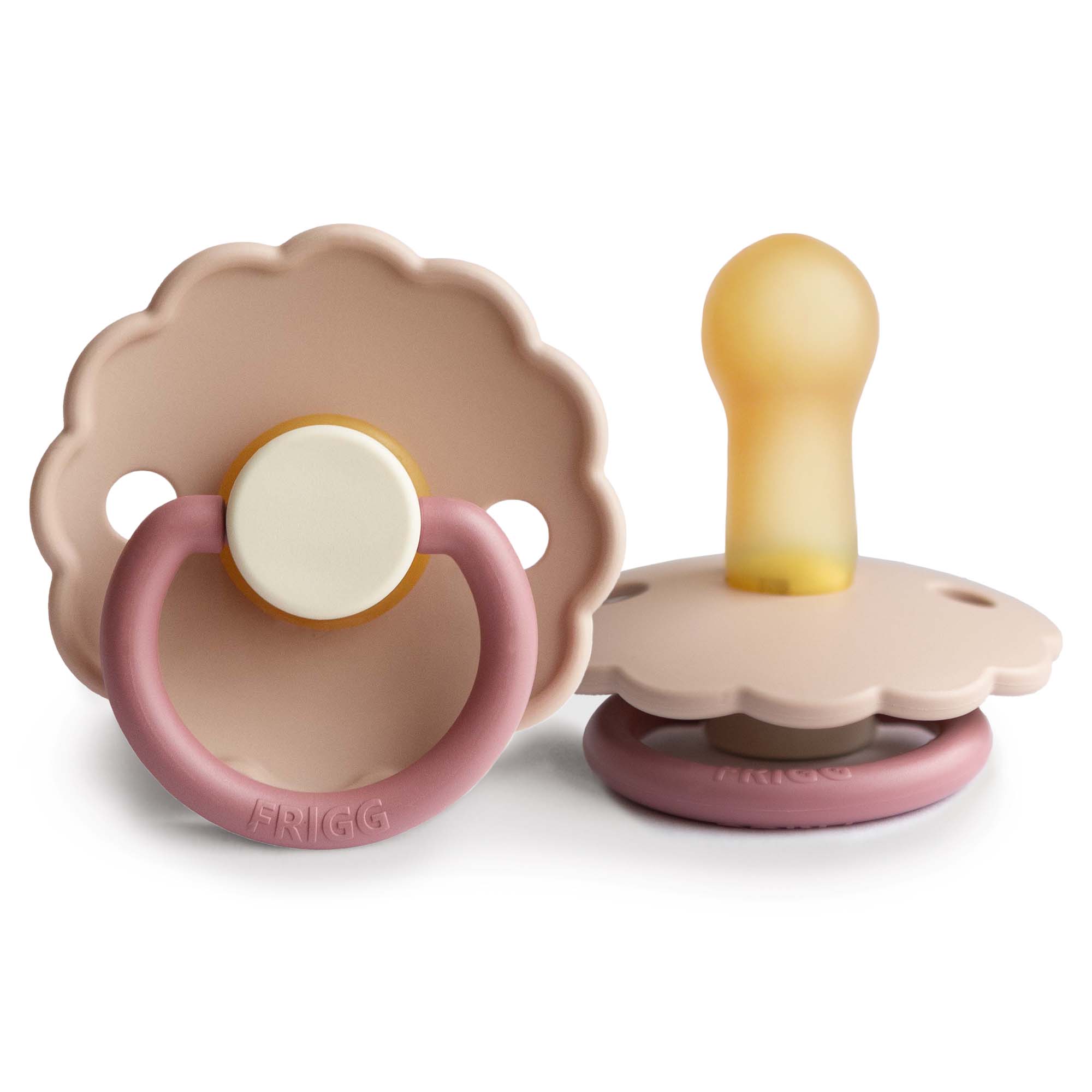 FRIGG Daisy Colourblock Round Latex Pacifier – Peony