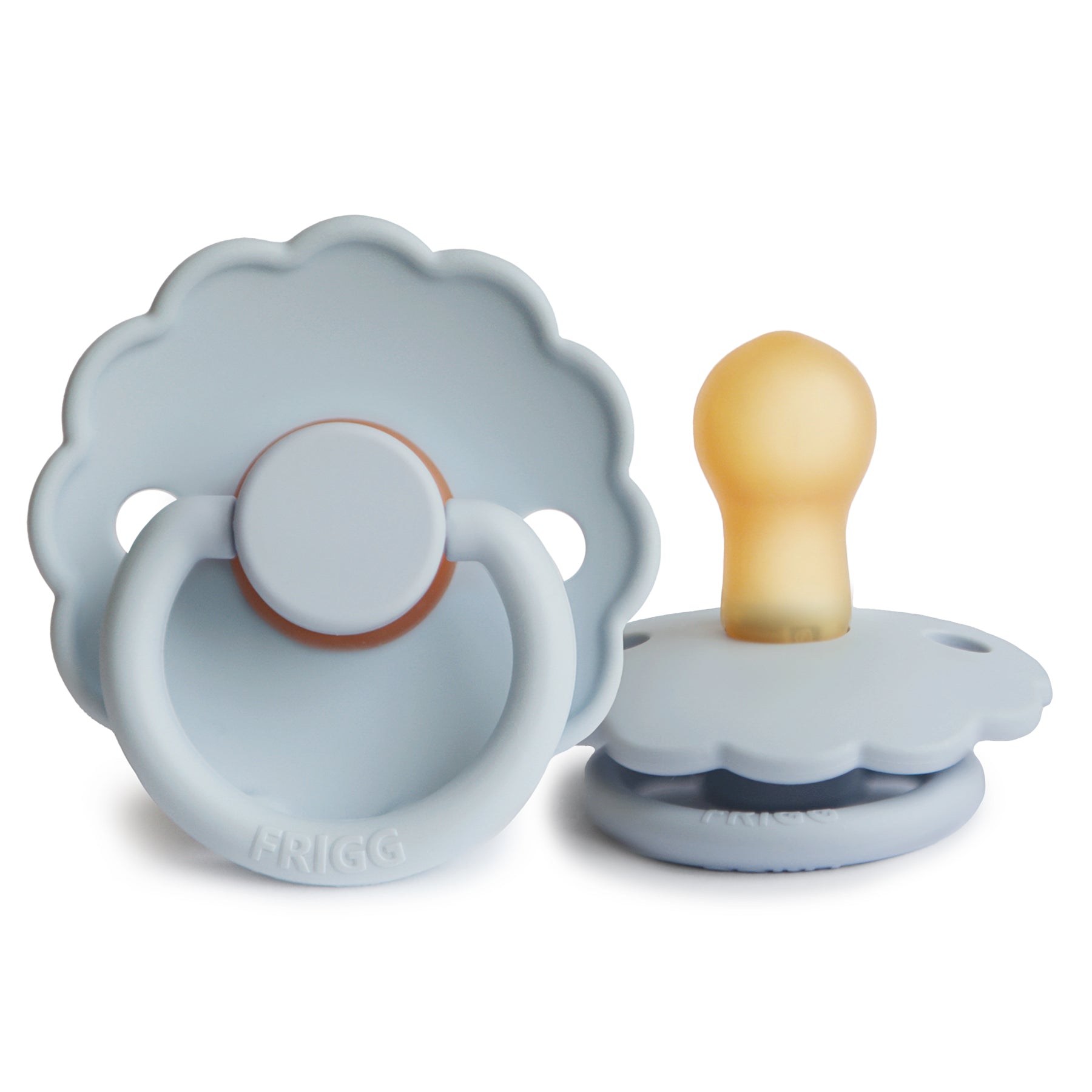 FRIGG Daisy Round Latex Pacifier – Powder Blue