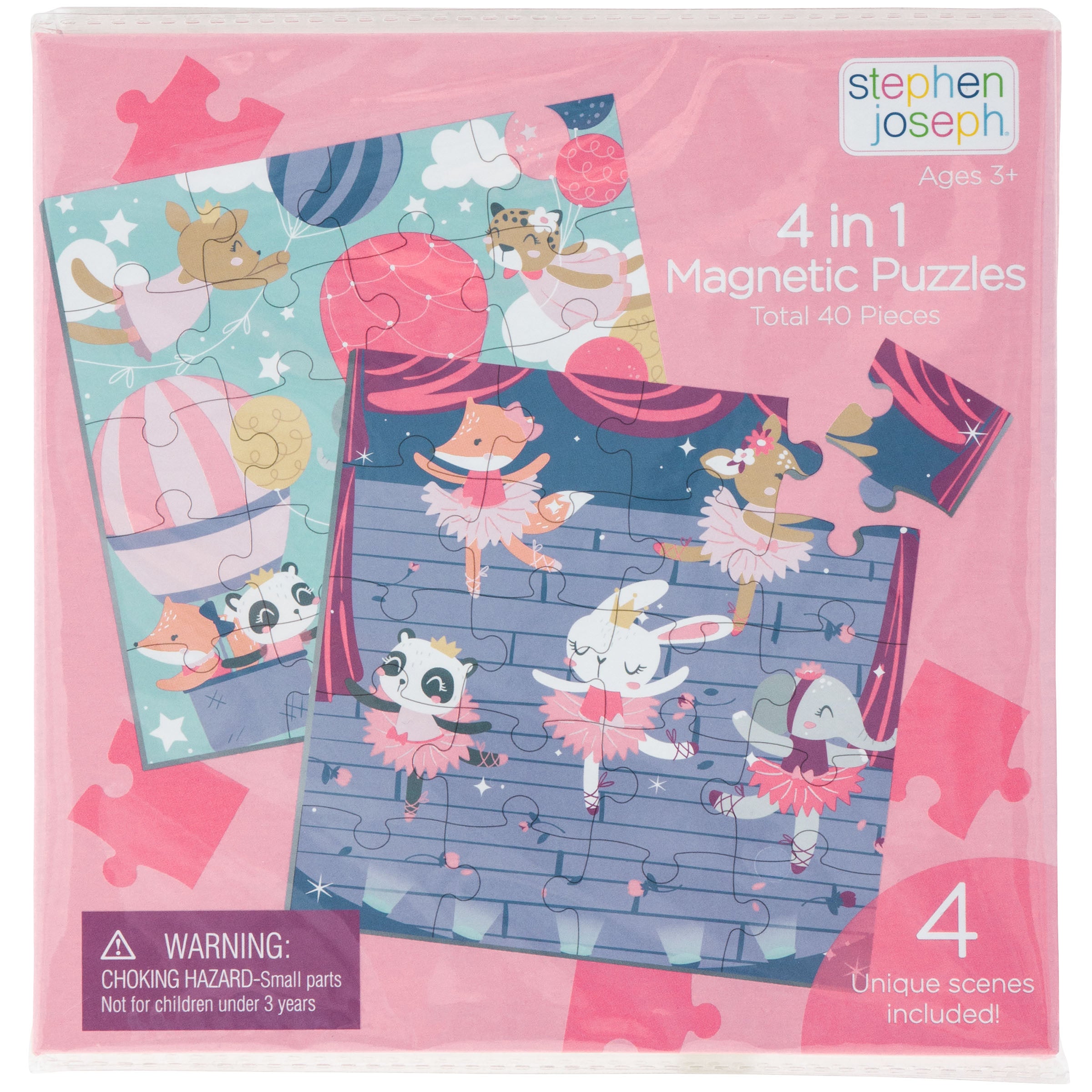 Stephen Joseph 4-In-1 Magnetic Puzzle Book – Pink