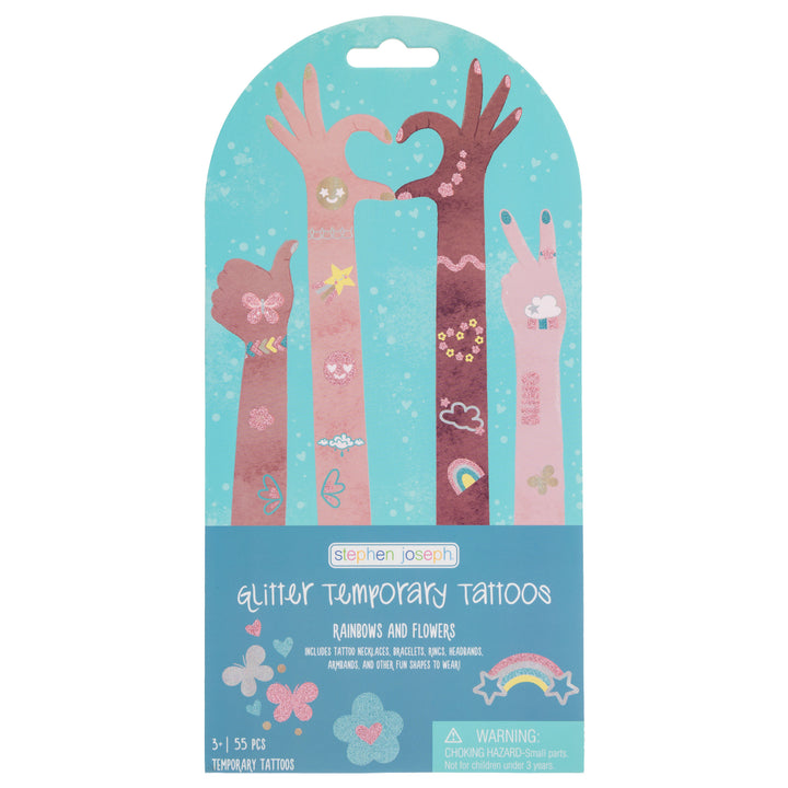 Stephen Joseph Temporary Tattoos – Glitter Rainbows &amp; Flowers