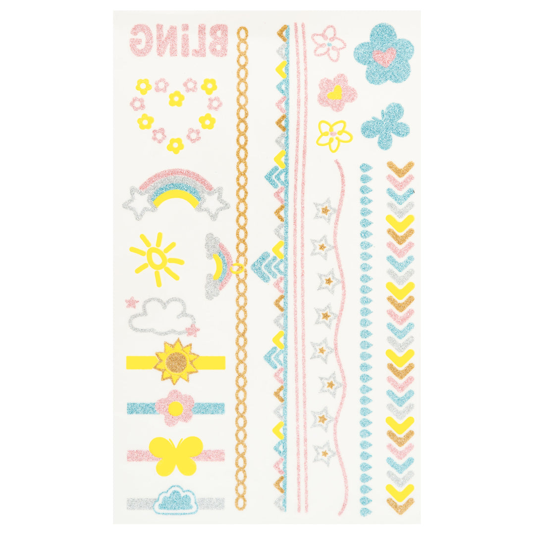 Stephen Joseph Temporary Tattoos – Glitter Rainbows &amp; Flowers