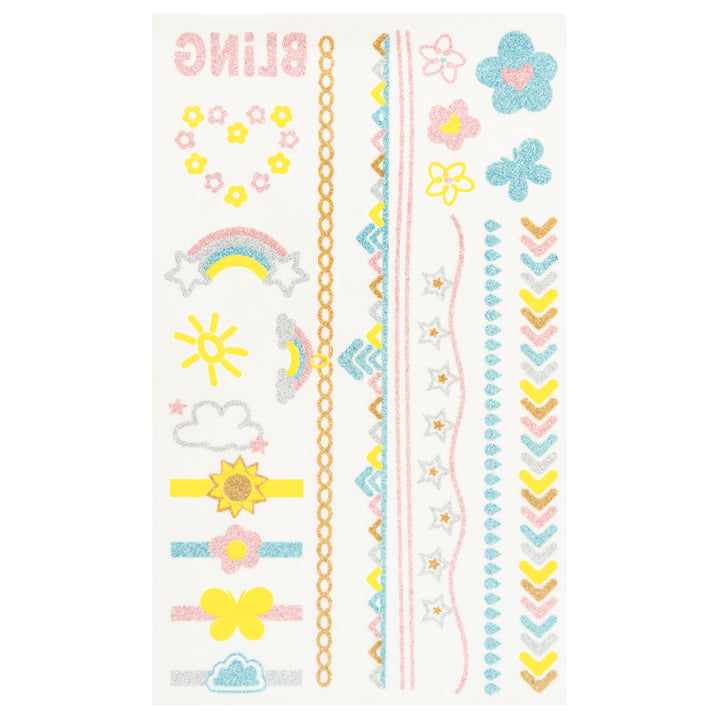 Stephen Joseph Temporary Tattoos – Glitter Rainbows &amp; Flowers