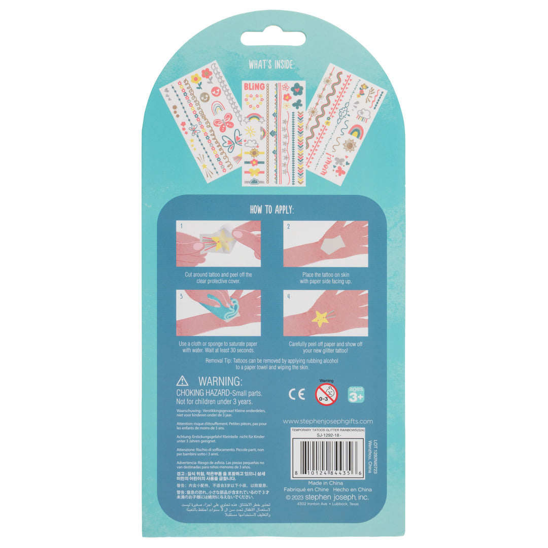Stephen Joseph Temporary Tattoos – Glitter Rainbows &amp; Flowers