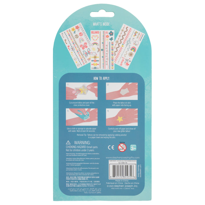 Stephen Joseph Temporary Tattoos – Glitter Rainbows &amp; Flowers