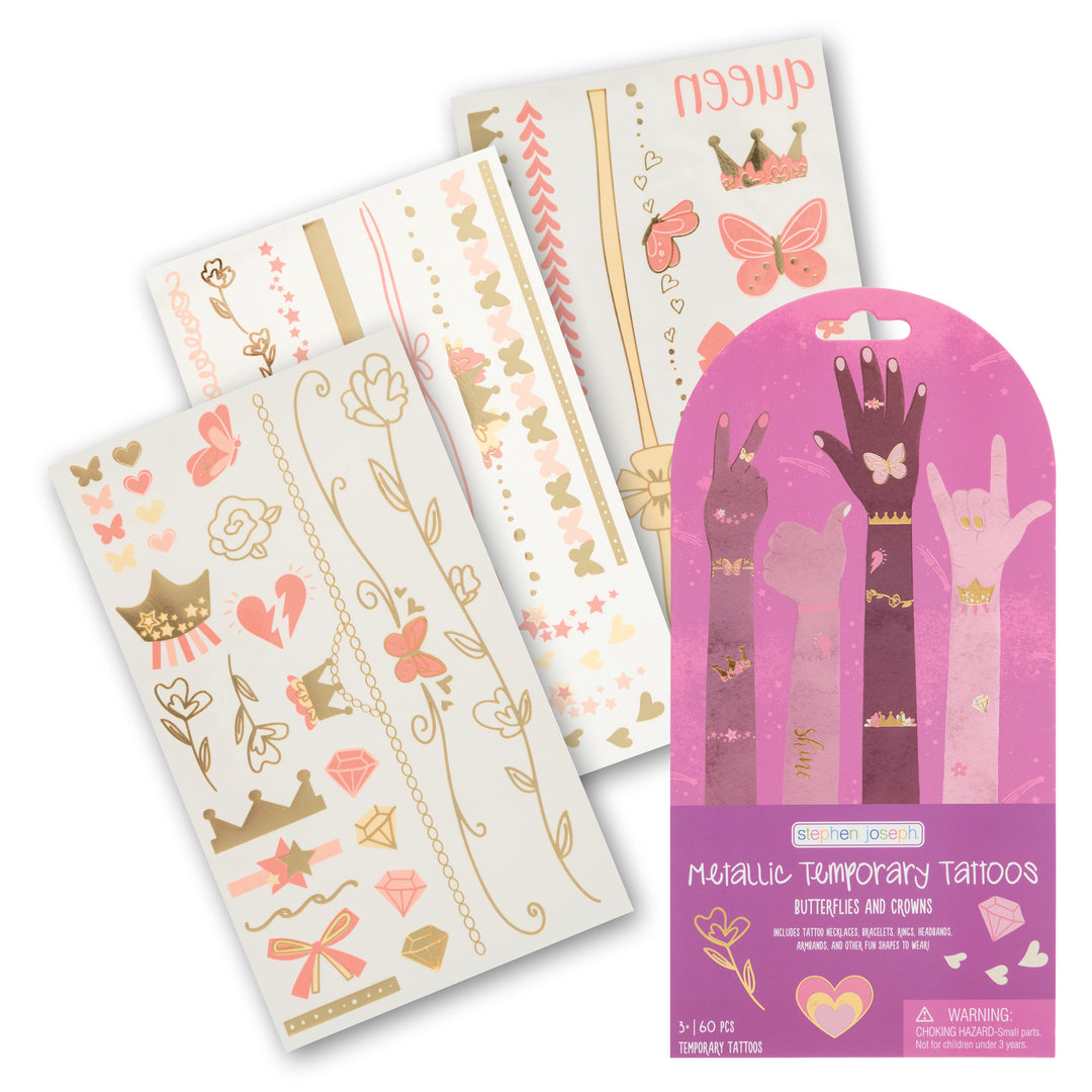 Stephen Joseph Temporary Tattoos – Metallic Butterflies &amp; Crowns