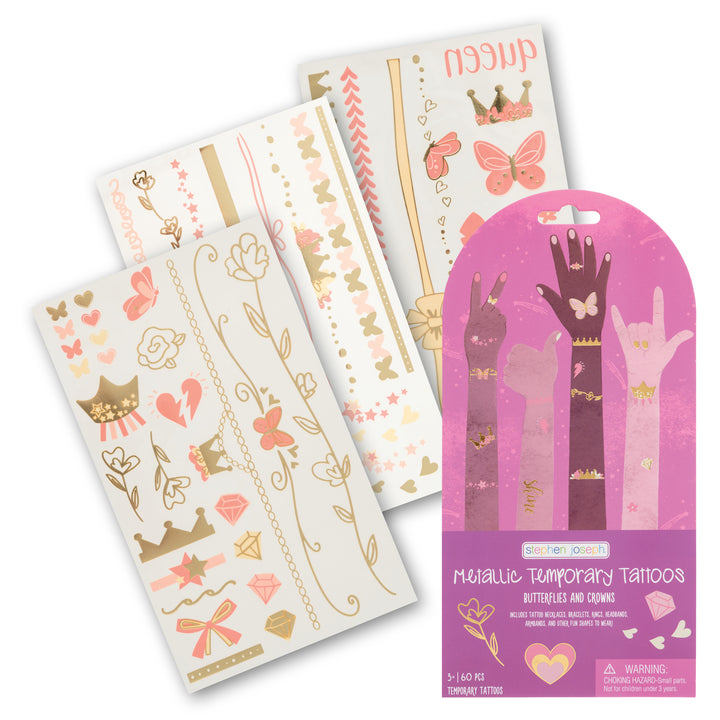 Stephen Joseph Temporary Tattoos – Metallic Butterflies &amp; Crowns