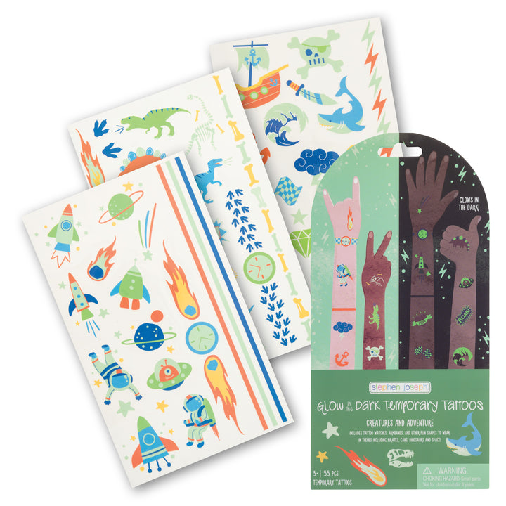 Stephen Joseph Temporary Tattoos – Glow In The Dark Creatures &amp; Adventures