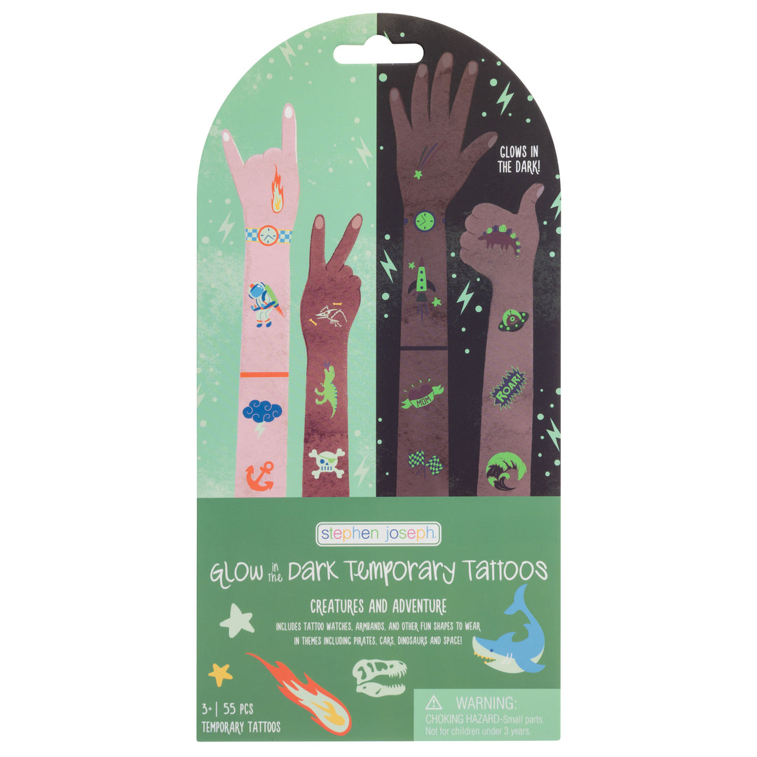 Stephen Joseph Temporary Tattoos – Glow In The Dark Creatures &amp; Adventures