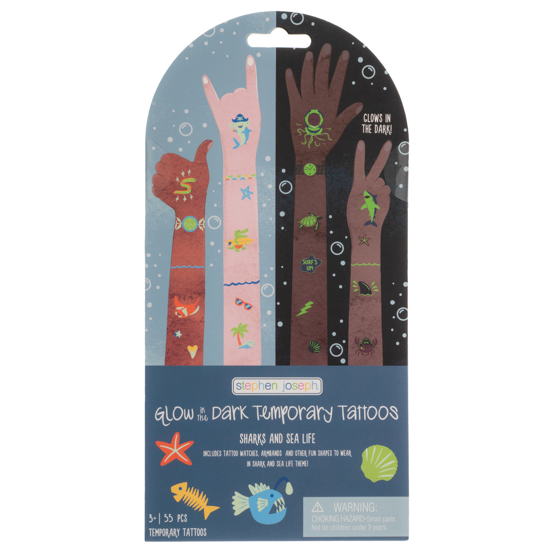 Stephen Joseph Temporary Tattoos – Glow In The Dark Sharks &amp; Sea Life