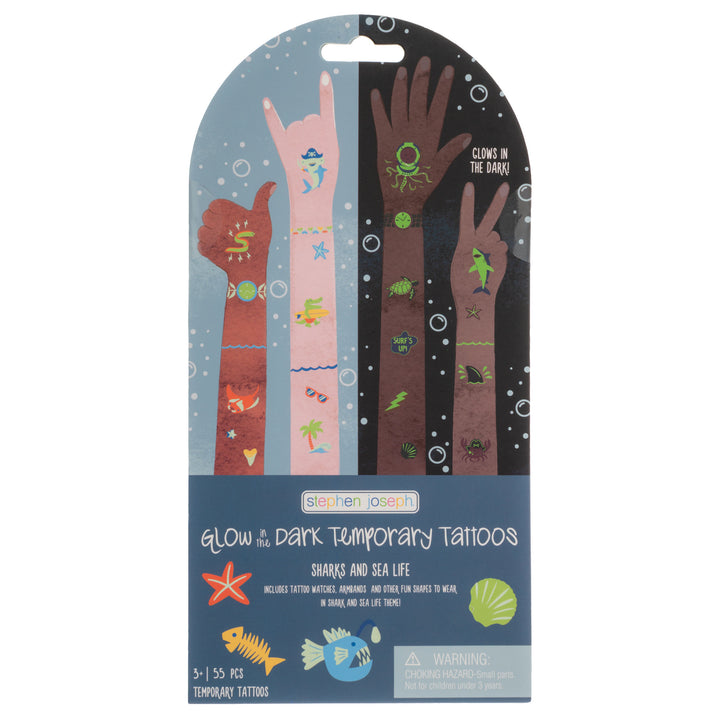Stephen Joseph Temporary Tattoos – Glow In The Dark Sharks &amp; Sea Life
