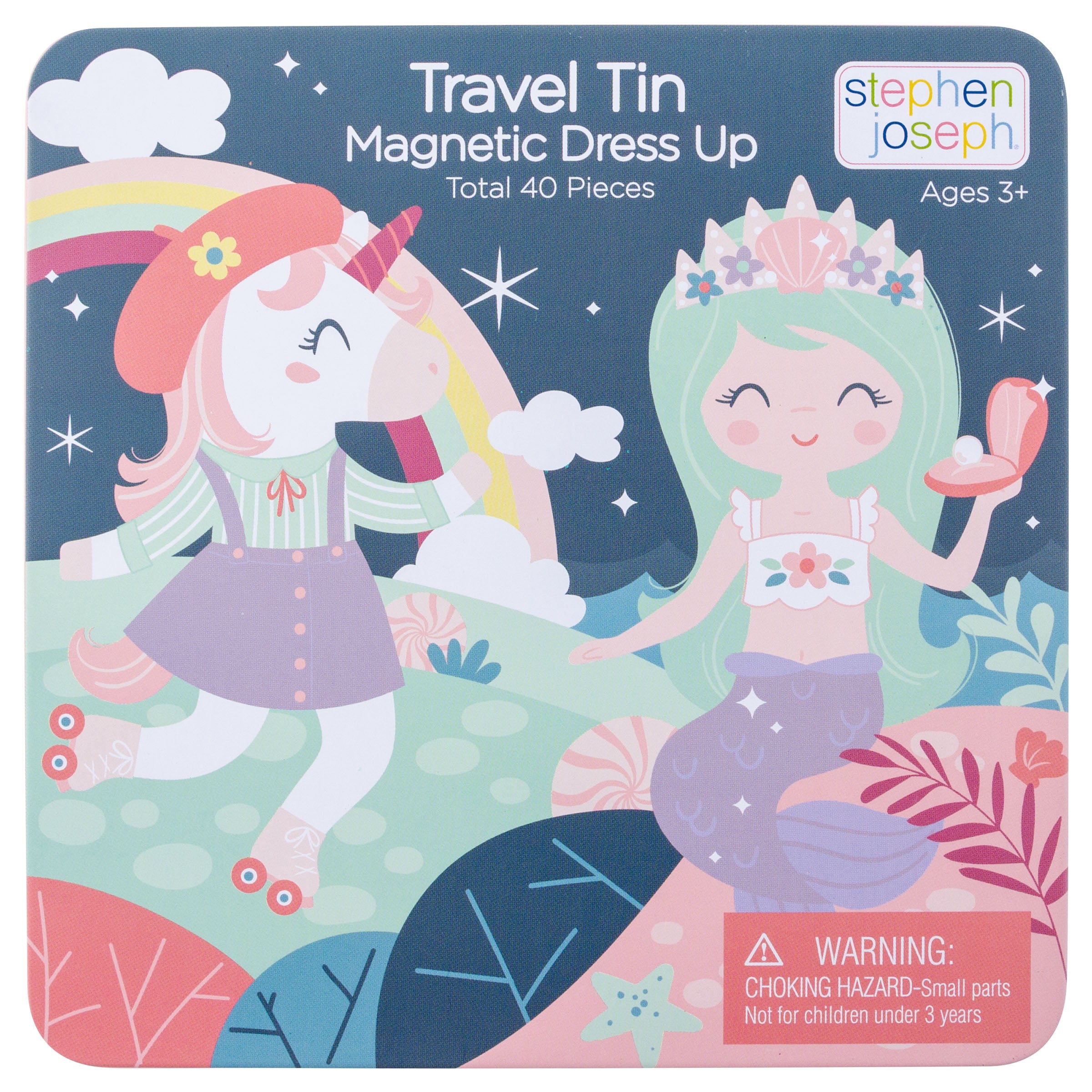 Stephen Joseph Travel Tin Magnetic Dress Up – Unicorn & Mermaid