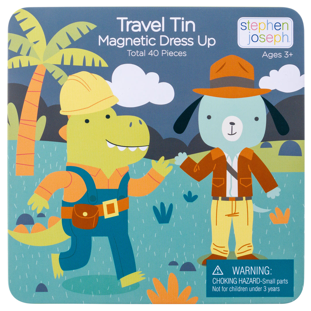Stephen Joseph Travel Tin Magnetic Dress Up – Dino &amp; Dog