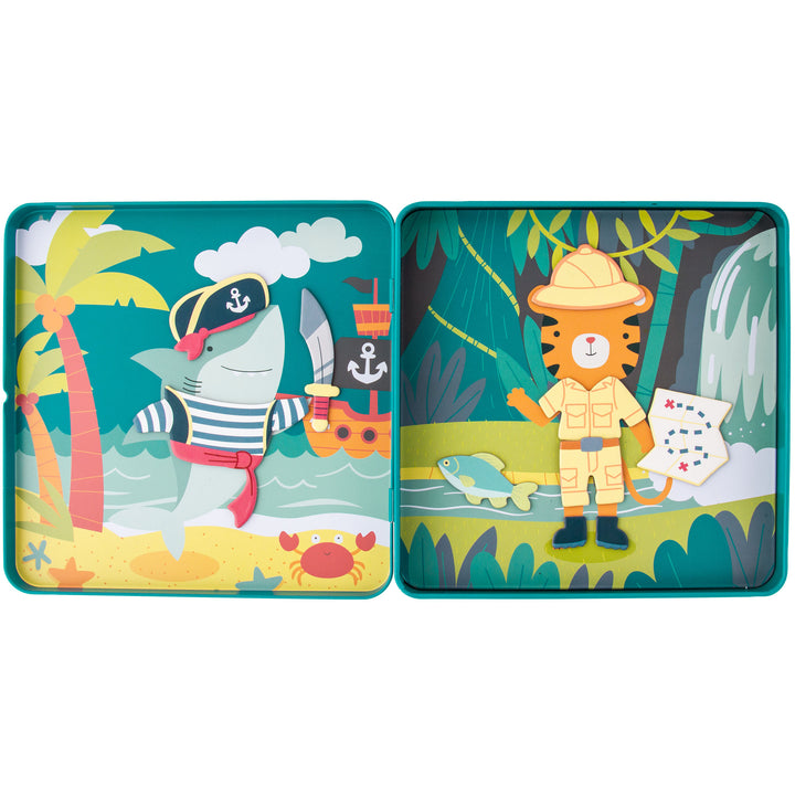 Stephen Joseph Travel Tin Magnetic Dress Up – Shark &amp; Tiger