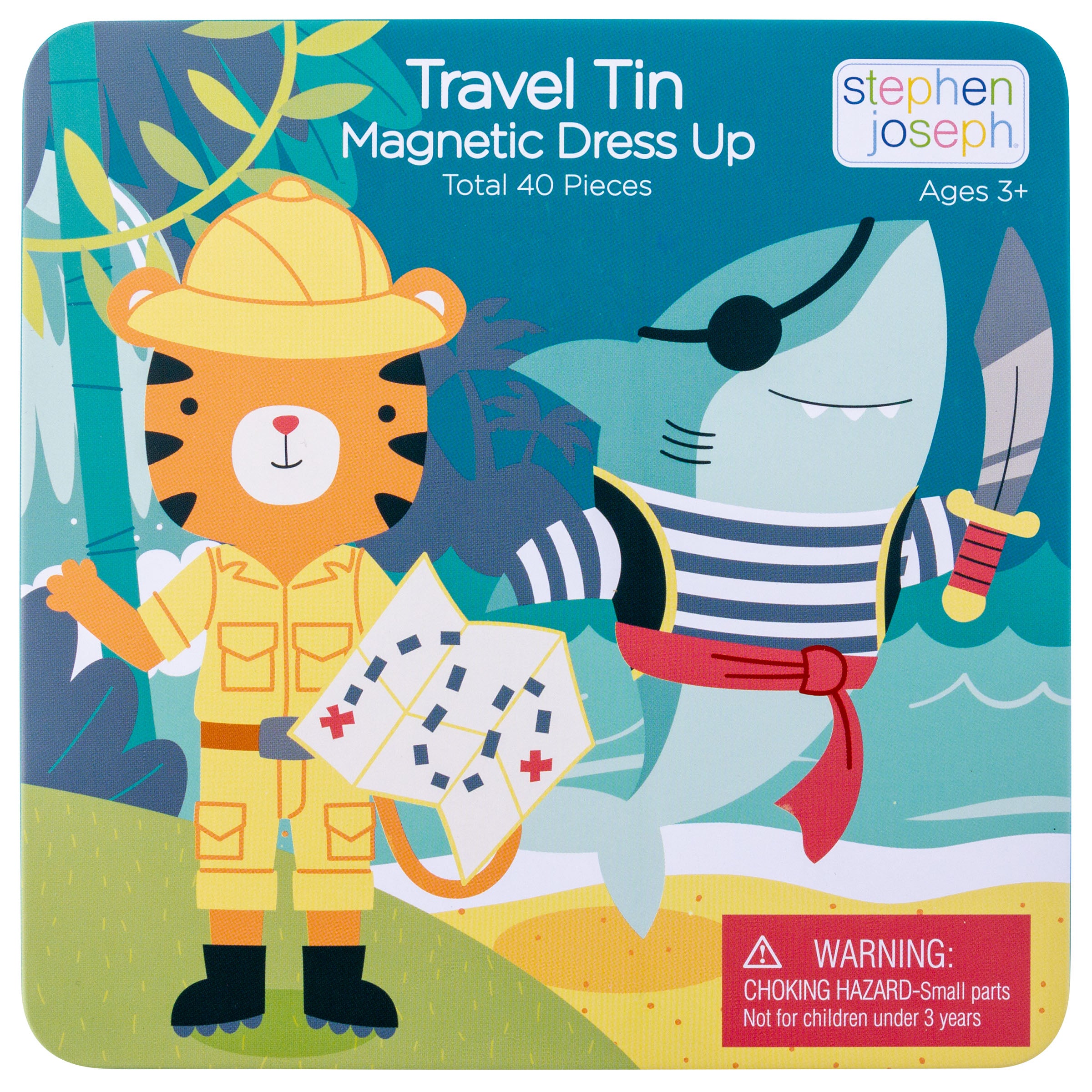 Stephen Joseph Travel Tin Magnetic Dress Up – Shark & Tiger