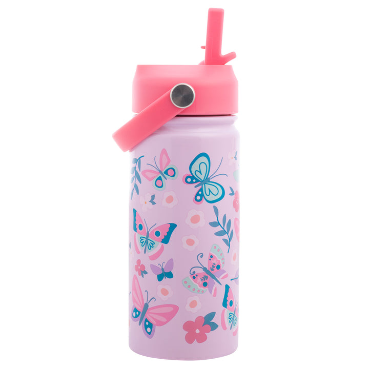 Stephen Joseph Double Wall Insulated Stainless Steel Bottle With Handle – Butterfly