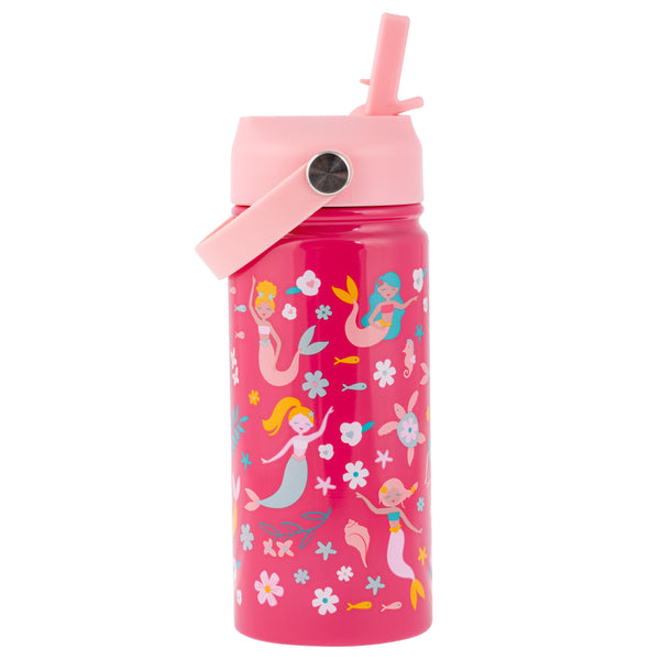 Stephen Joseph Double Wall Insulated Stainless Steel Bottle With Handle – Mermaid