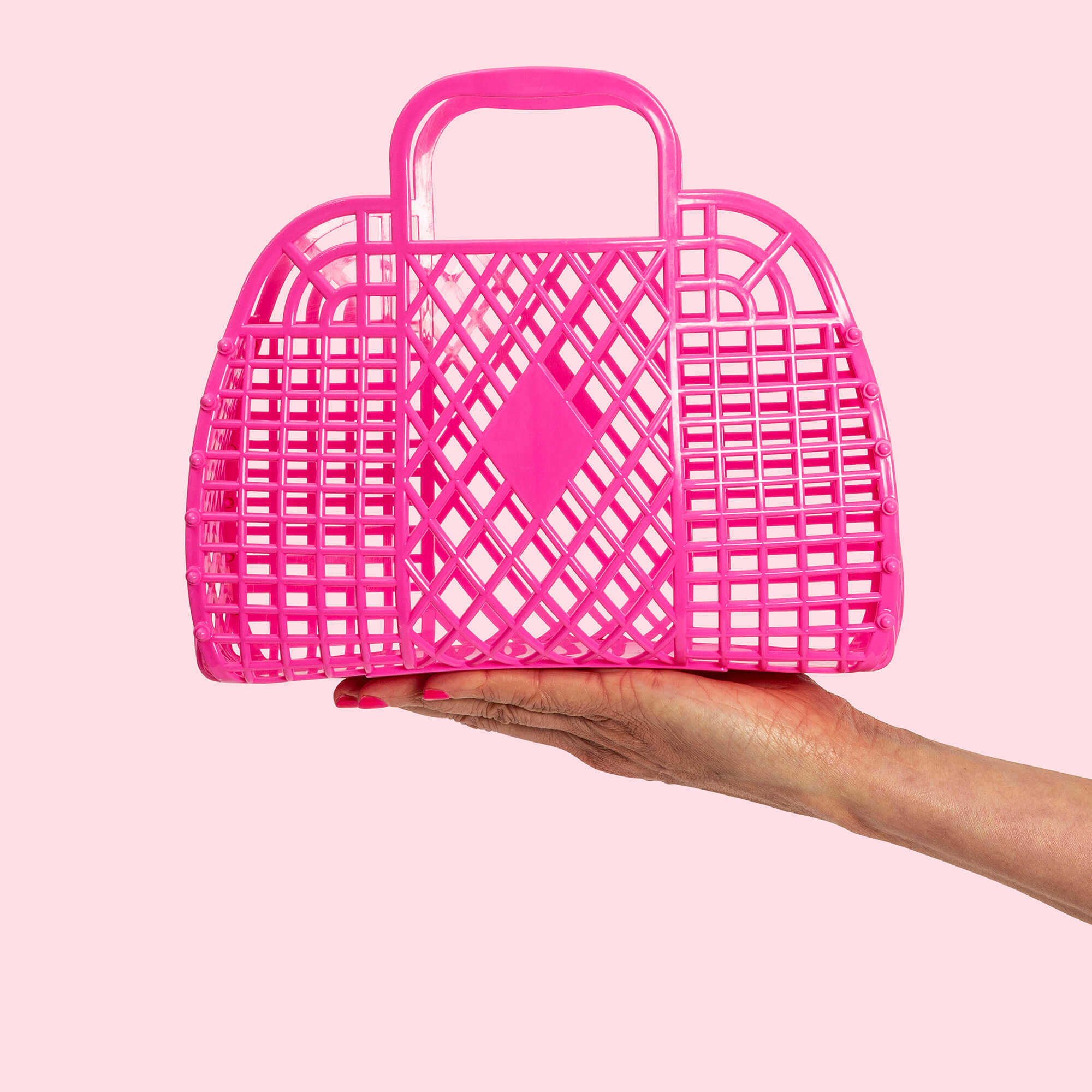 Sun Jellies Retro Small Basket Jelly Bag – Berry Pink