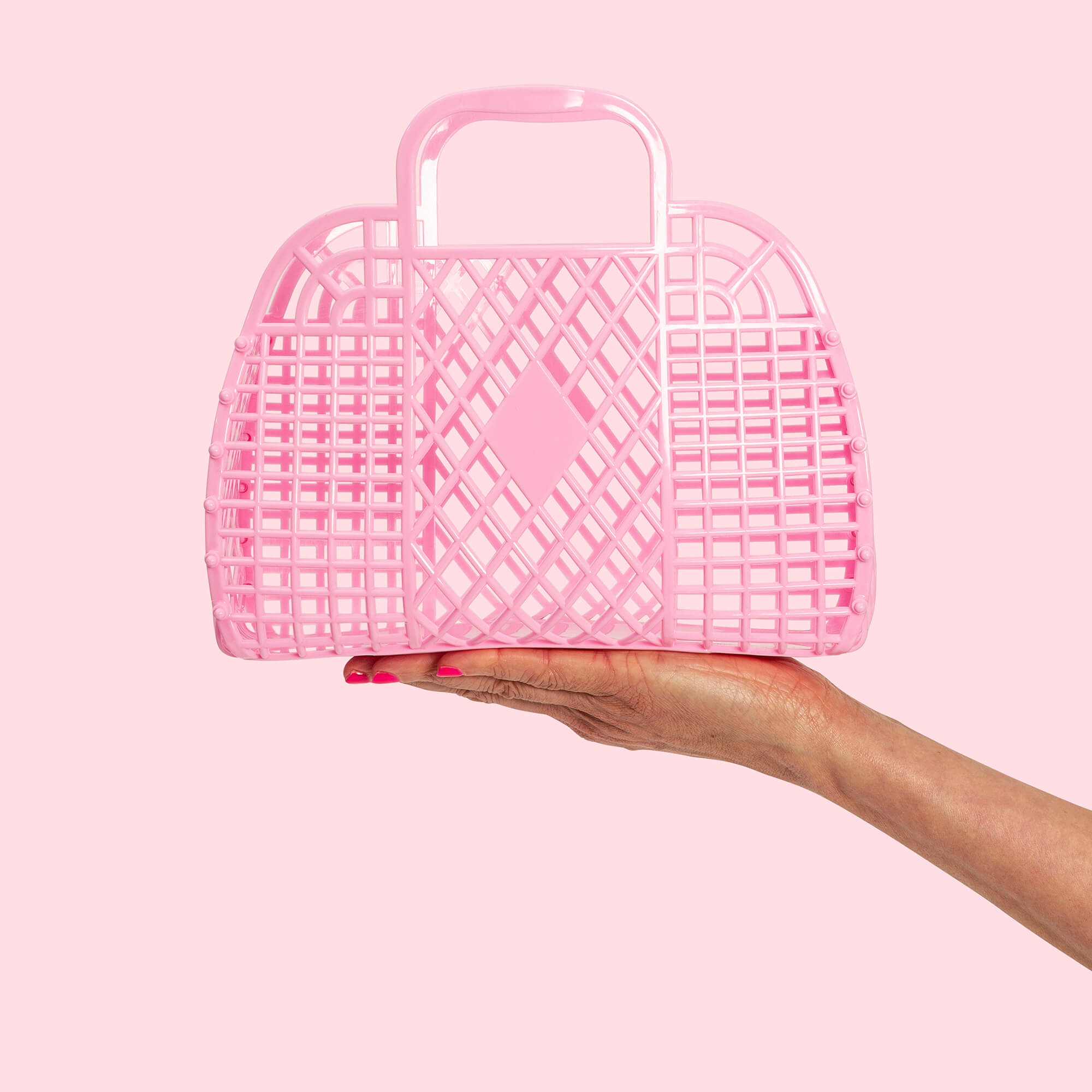 Sun Jellies Retro Small Basket Jelly Bag – Bubblegum Pink