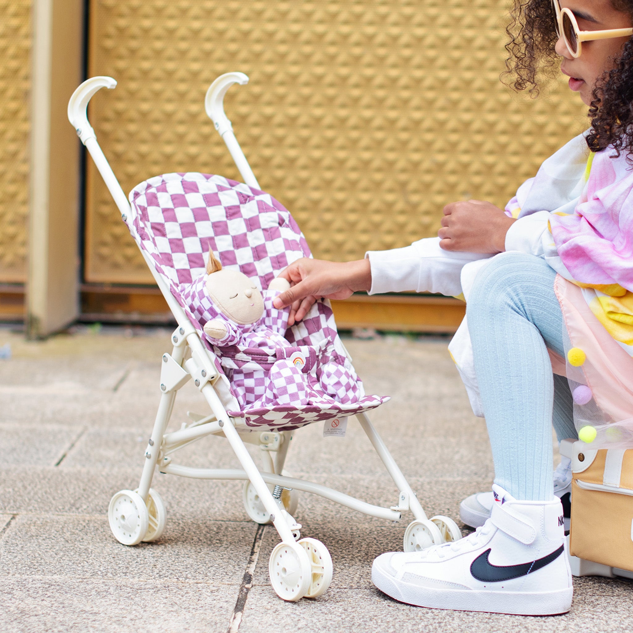 Olli Ella Sollie Stroller – Plum Check