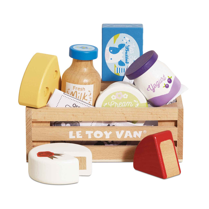 Le Toy Van Wooden Cheese &amp; Dairy Market Crate