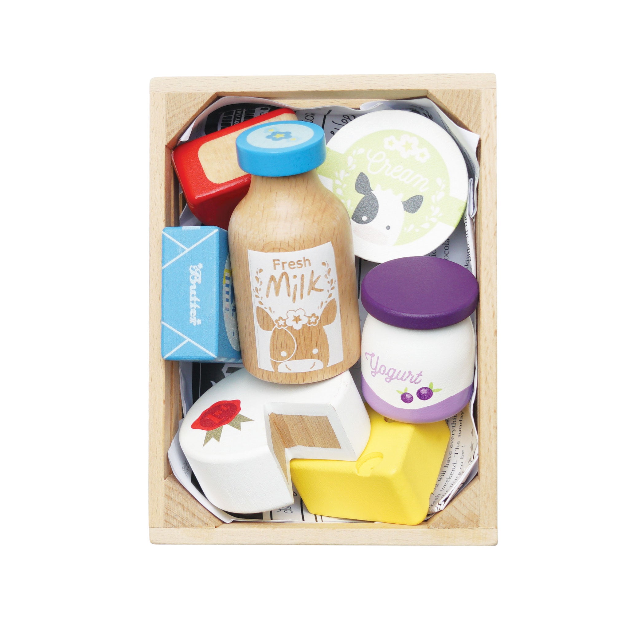 Le Toy Van Wooden Cheese & Dairy Market Crate