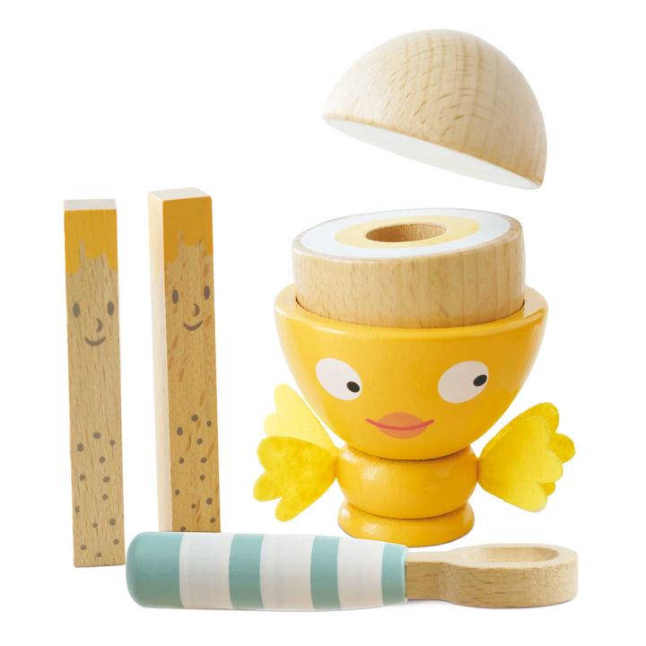 Le Toy Wooden Egg Cup &amp; Soldiers