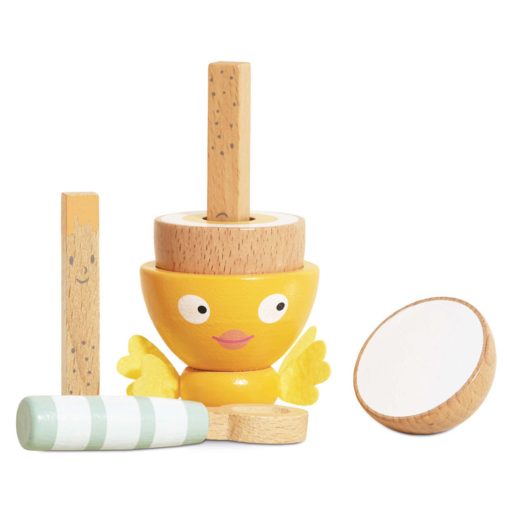 Le Toy Wooden Egg Cup &amp; Soldiers