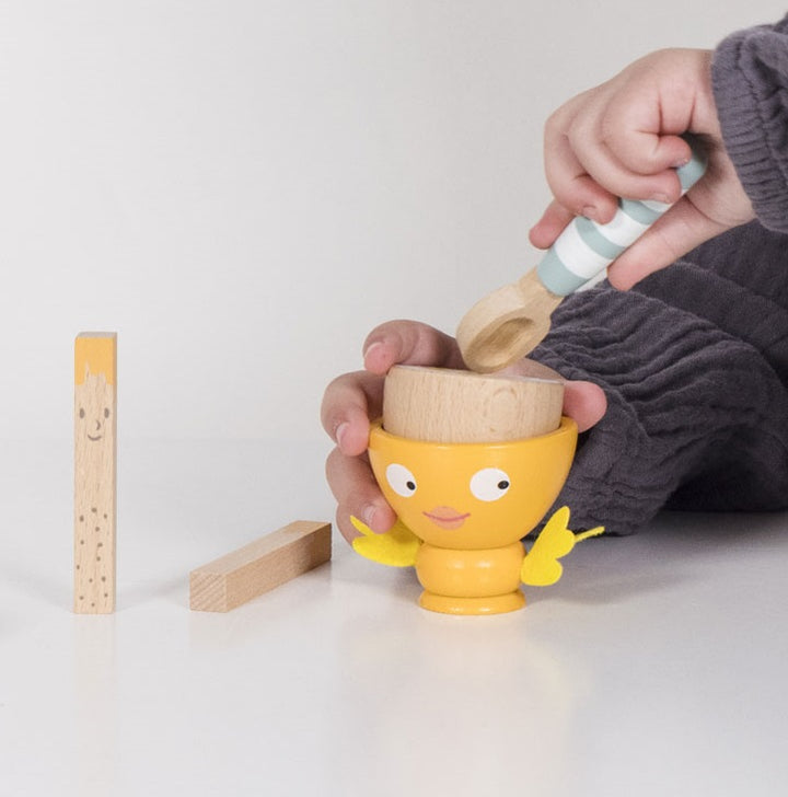 Le Toy Wooden Egg Cup &amp; Soldiers