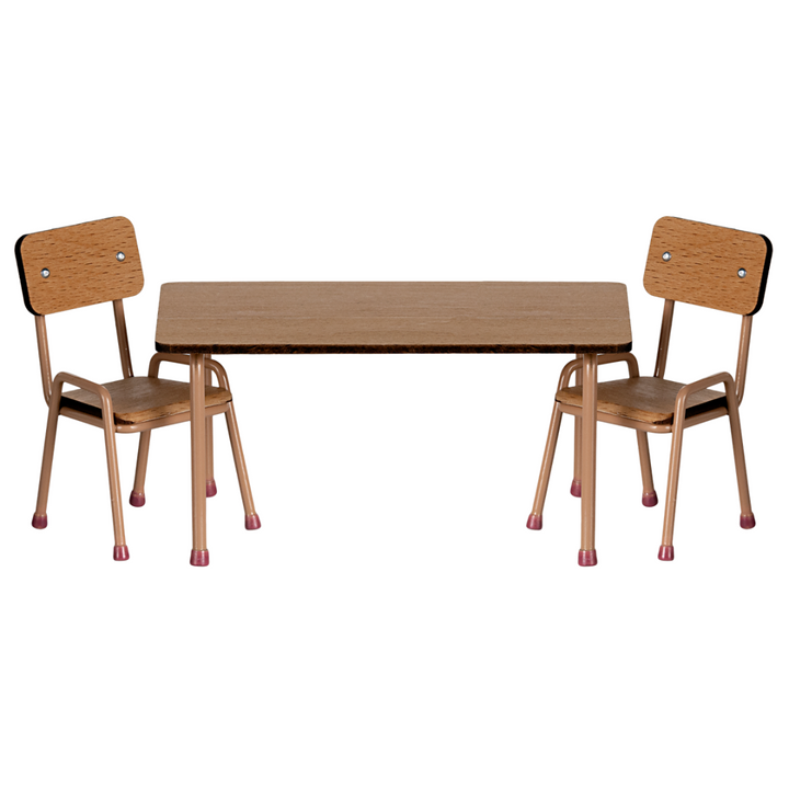 Maileg Miniature Mouse Table &amp; chair Set – Dark Powder