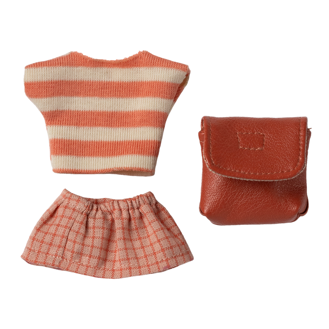 Maileg Mouse Clothes &amp; Bag – Big Sister (Coral)