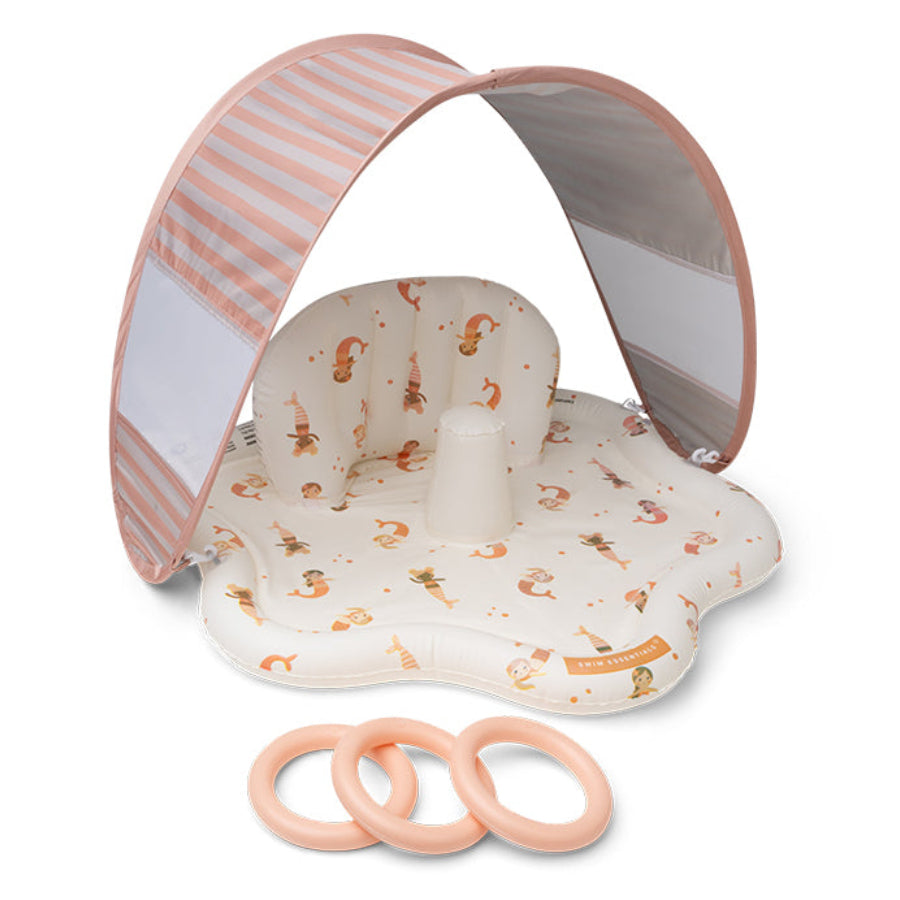 Swim Essentials Inflatable Baby Splash Mat with Sunshade – Mermaid Bubbles