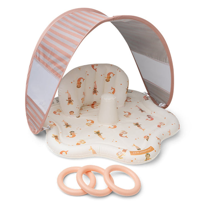 Swim Essentials Inflatable Baby Splash Mat with Sunshade – Mermaid Bubbles