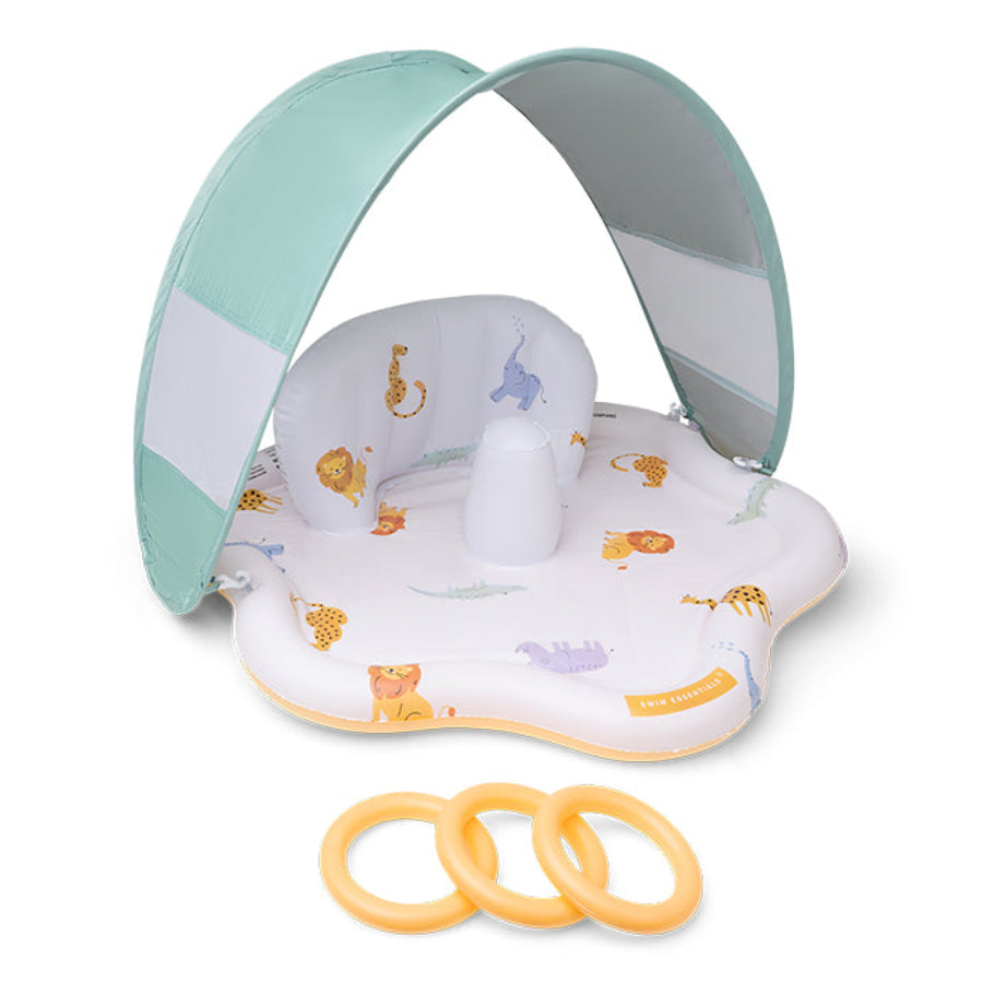 Swim Essentials Inflatable Baby Splash Mat with Sunshade – Wildlife