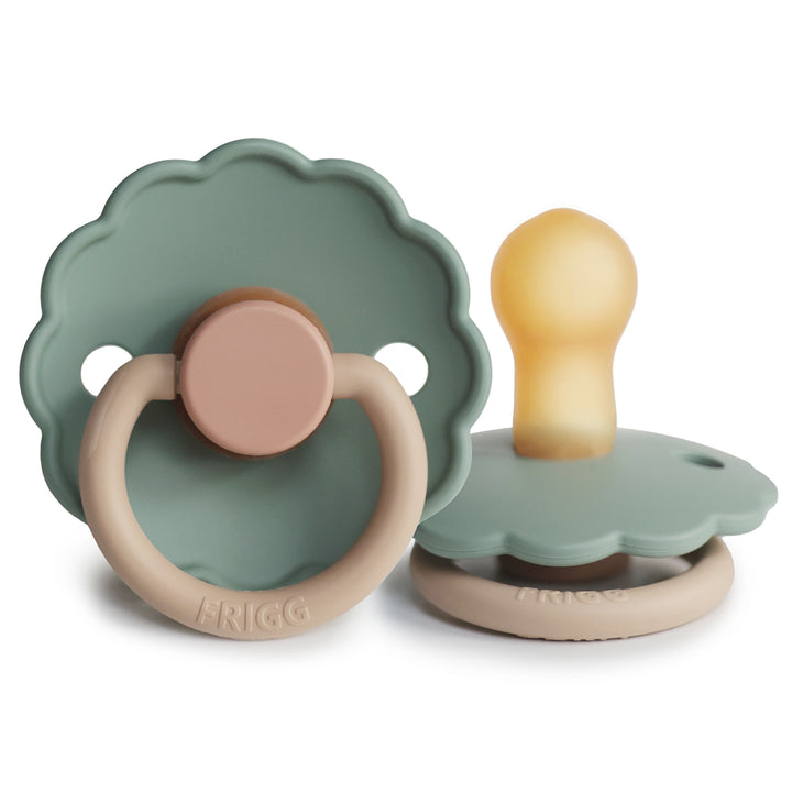 FRIGG Daisy Colourblock Round Latex Pacifier – Willow