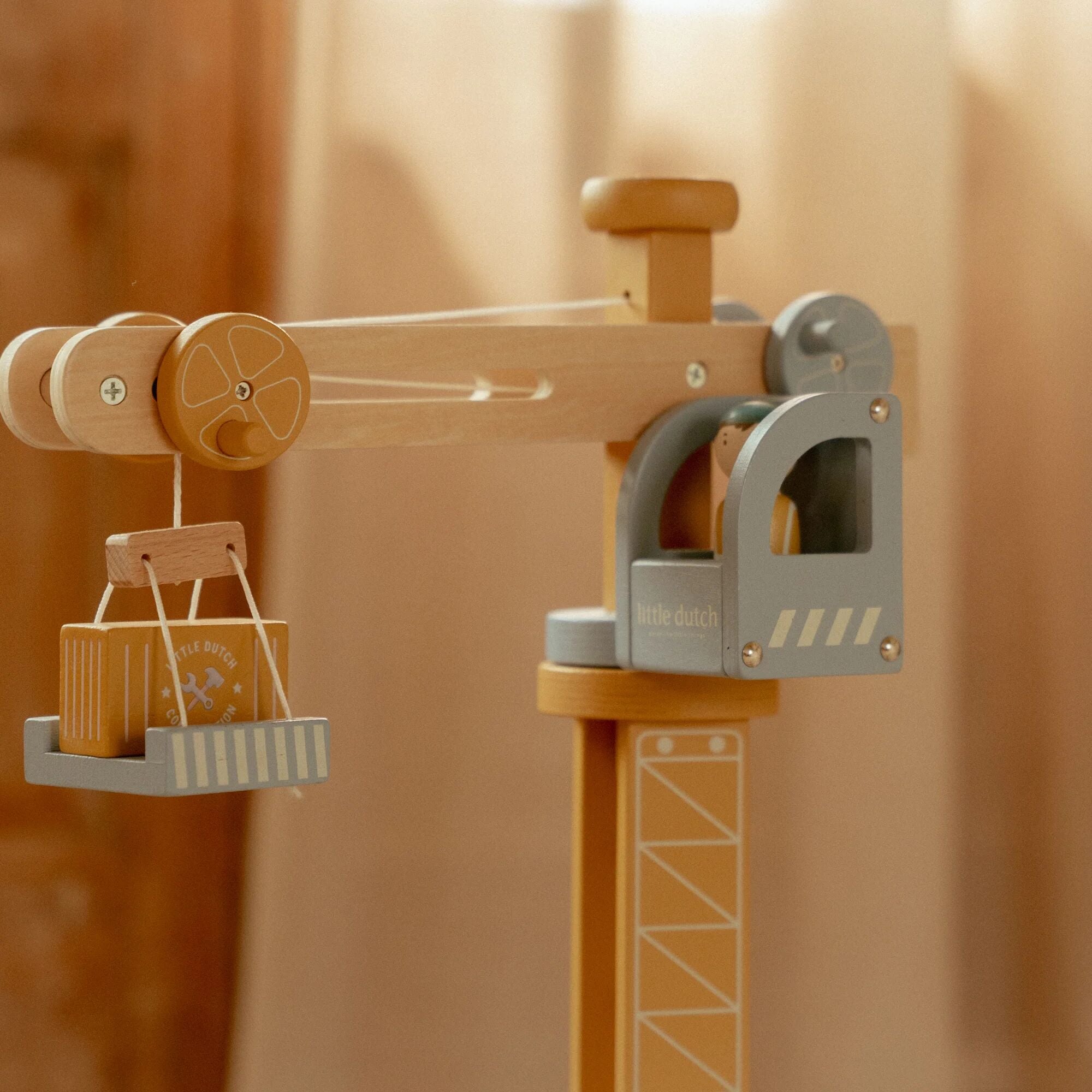 Little Dutch Wooden Train Track Crane Playset