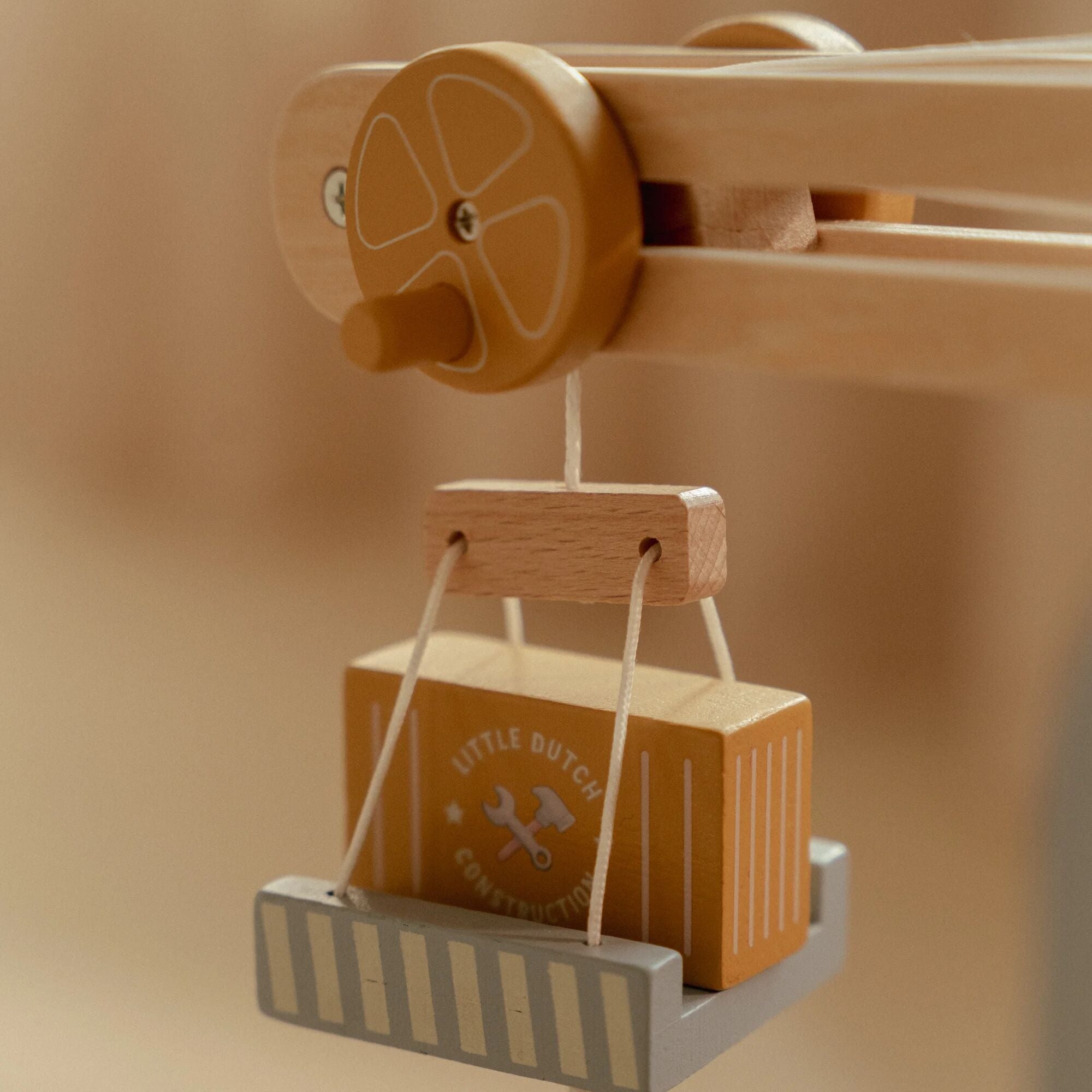 Little Dutch Wooden Train Track Crane Playset