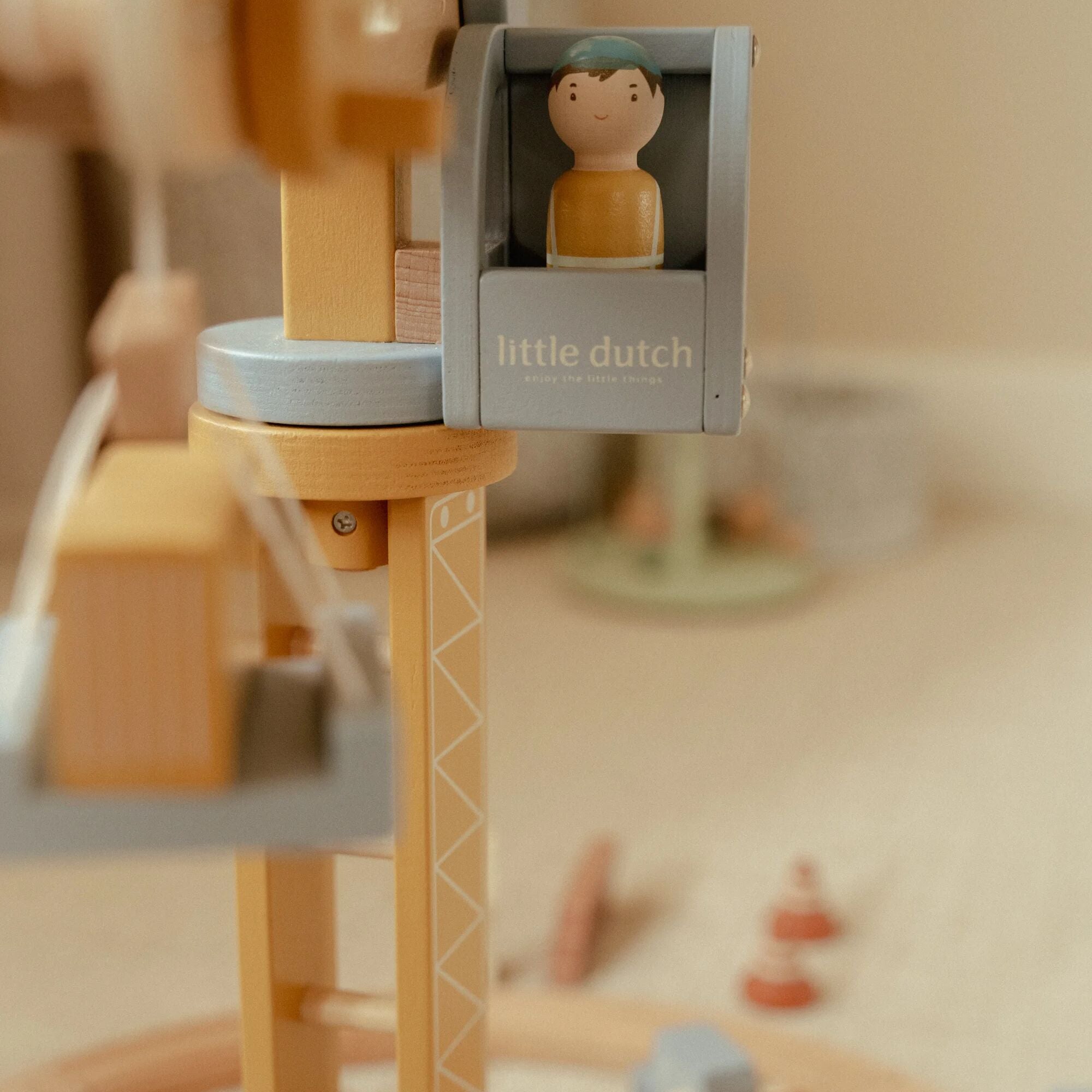 Little Dutch Wooden Train Track Crane Playset
